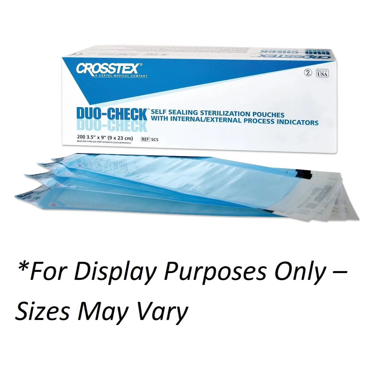 Crosstex Duo-Check Self-Sealing Sterilization Pouches, 12" x 15", Blue Tint, 100/Bx, SCL1215 - CROSSTEX DUO-CHECK STERILIZATION POUCHES, SCL1215 - Image 1