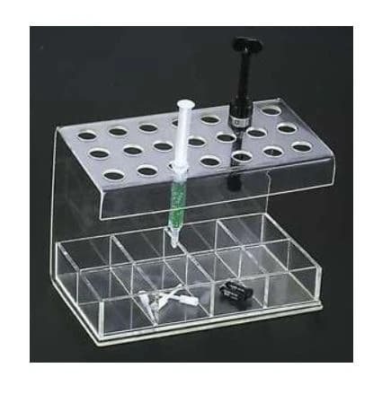 Plasdent Premium Composite Syringe Organizer, 21-Syringe Hold, Clear, 7-1/2"W x 5-1/2"H x 4-1/2"D, 1/Pk, 1402 - Premium Composite Syringe Organizer, 21-Syringe Hold, Medium, Clear, 1/Pk, 1402 - Image 1