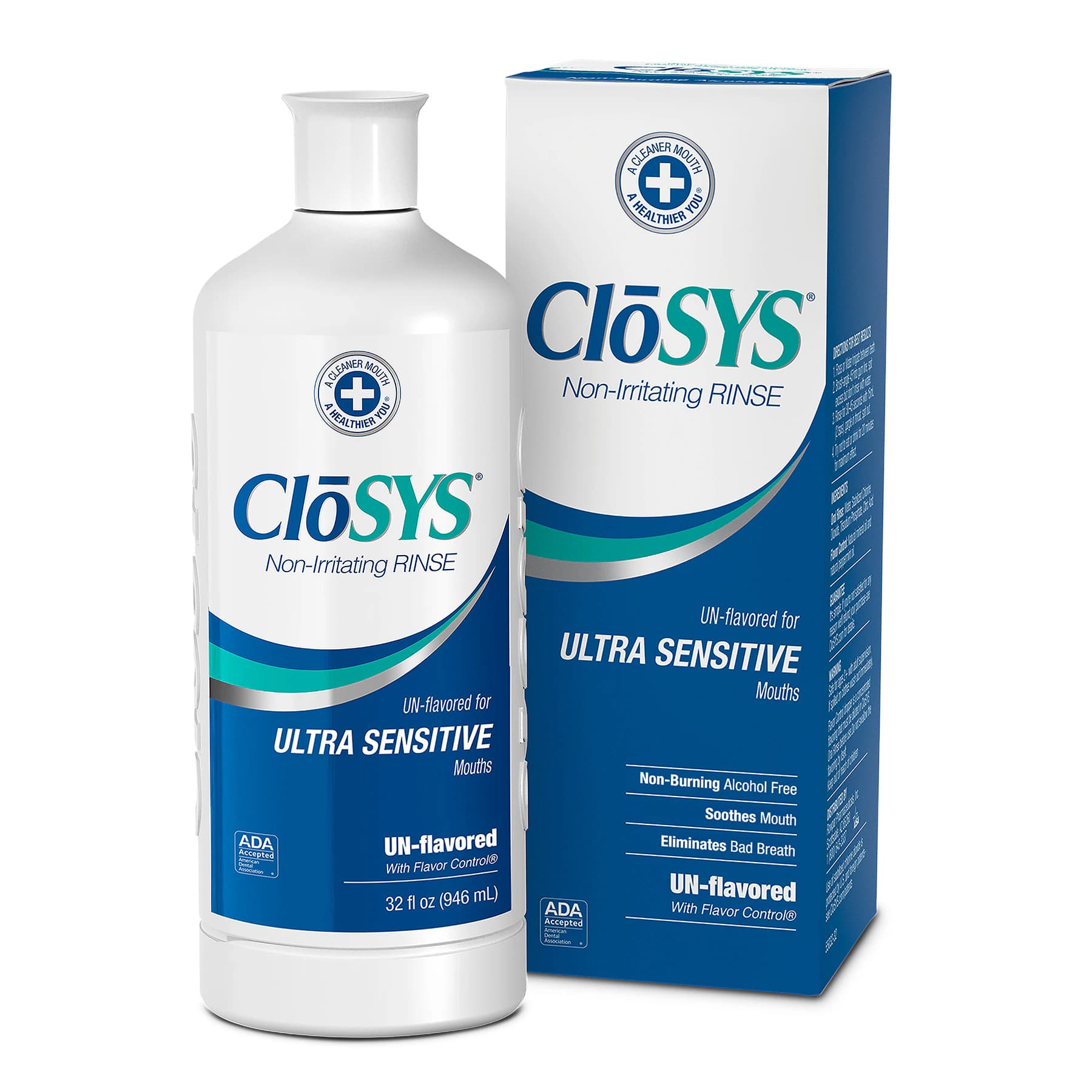 CloSYS Ultra Sensitive Oral Rinse, Unflavored, Alcohol-Free, 32 oz Bottle, CLUS32-2014R - 32 oz., CLUS32-2014R - Image 1