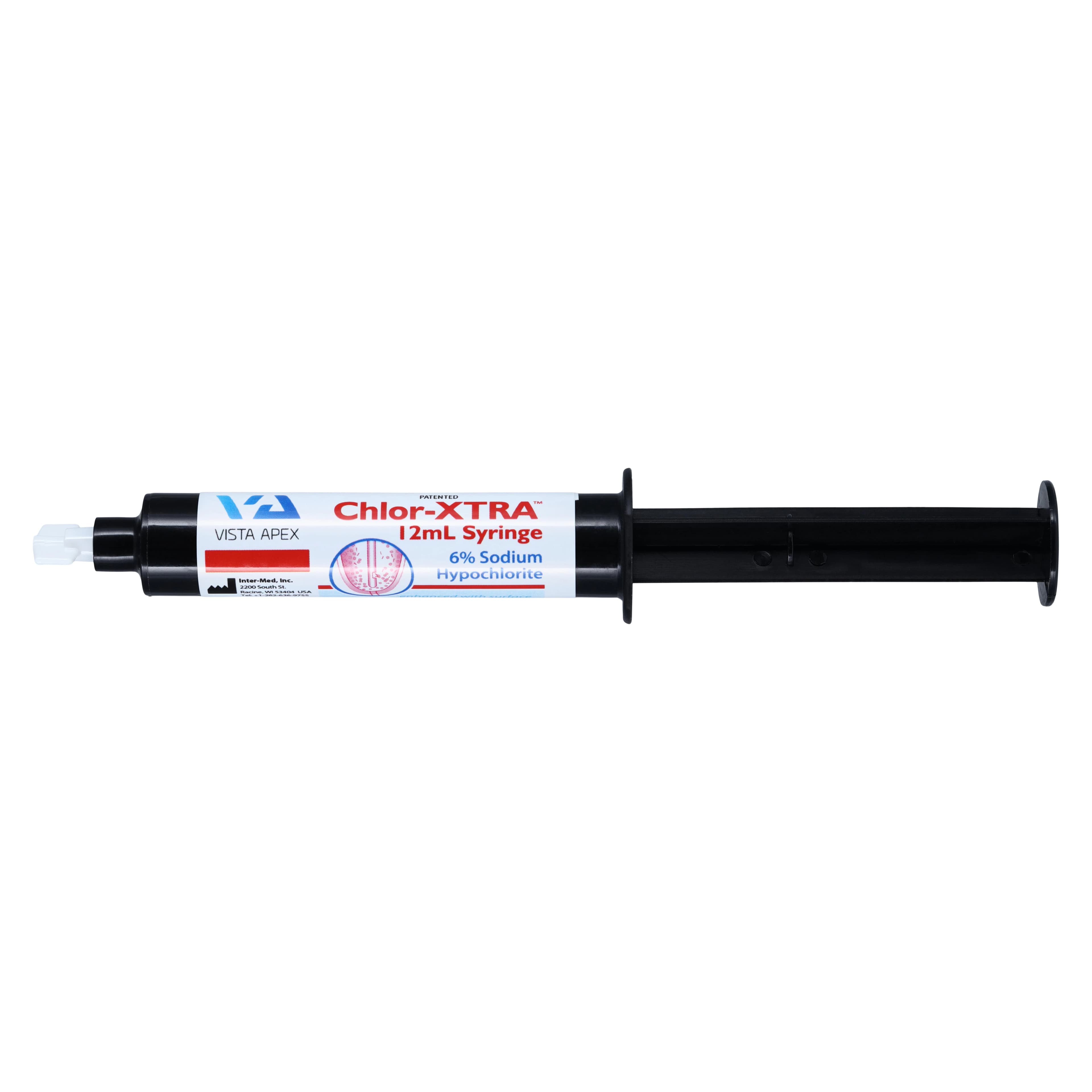 Chlor-XTRA 6% Sodium Hypochlorite Root Canal Irrigant, 12 cc Prefilled Syringes, 10/Box with 27 Ga Side-Vent Tips - Chlor-XTRA Sodium Hypochlorite Solution - Image 1