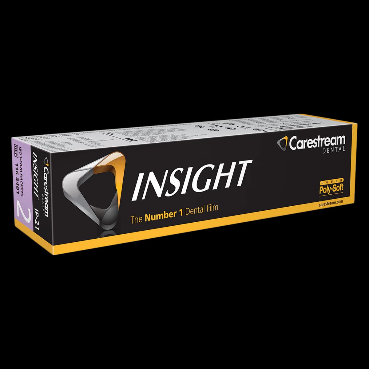 Carestream Insight IP-21 Size 2 Periapical Dental X-Ray Film, F-Speed, Single Super Poly-Soft Packets, 150/Box, 1163401 - Insight Film IP-21 PolySoft, Standard, # 2, 150/Pk, 1163401 - Image 1