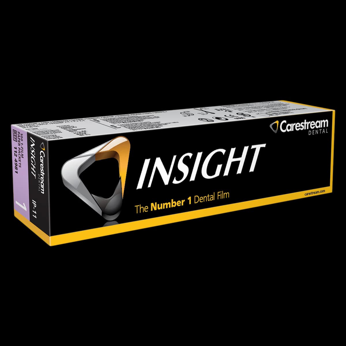 Carestream Insight Intraoral Dental Film, IP-11, Size 1 Anterior/Periapical, F-Speed, Single Film Paper Packets, 100/Box, 1124981 - Insight Film IP-11 Paper, # 1, 100/Pk, 1124981 - Image 1
