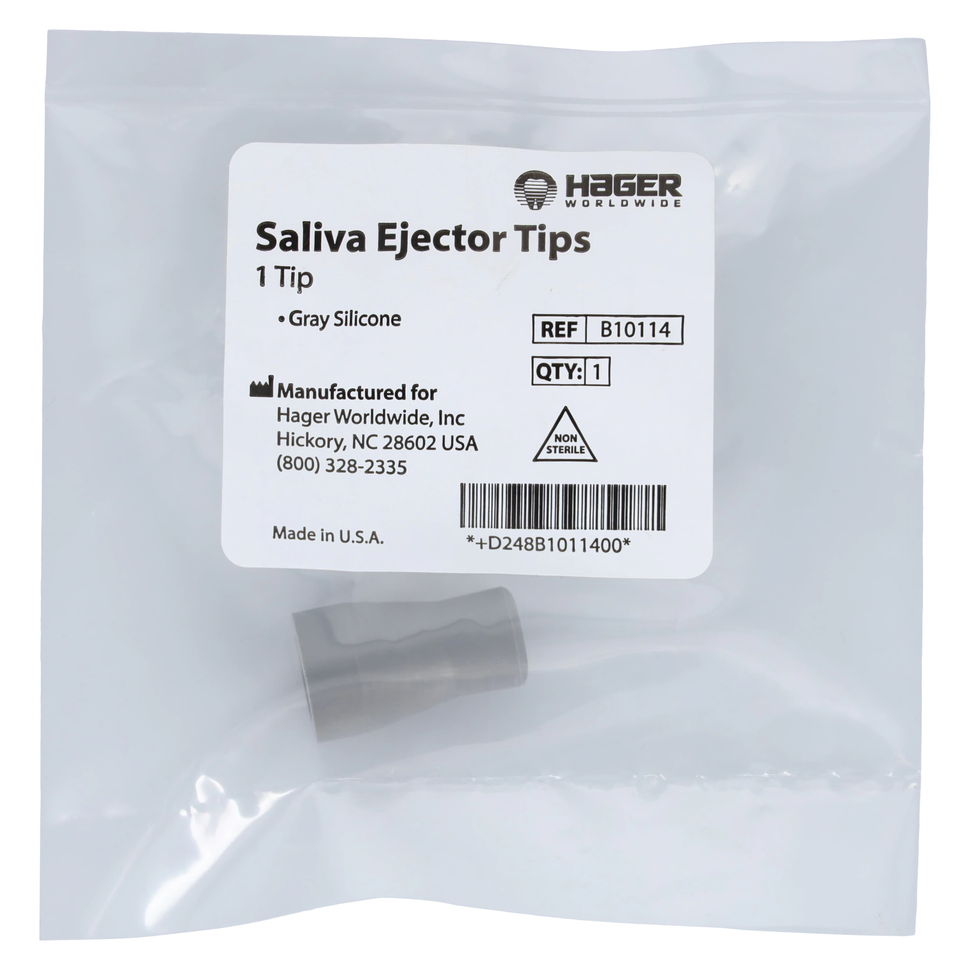 Bull Frog Saliva Ejector Tip, Gray Silicone, Autoclavable, 1/Pk, B10114 - Hager - Saliva Valve Rubber Tip Gray, Autoclavable. - Image 1