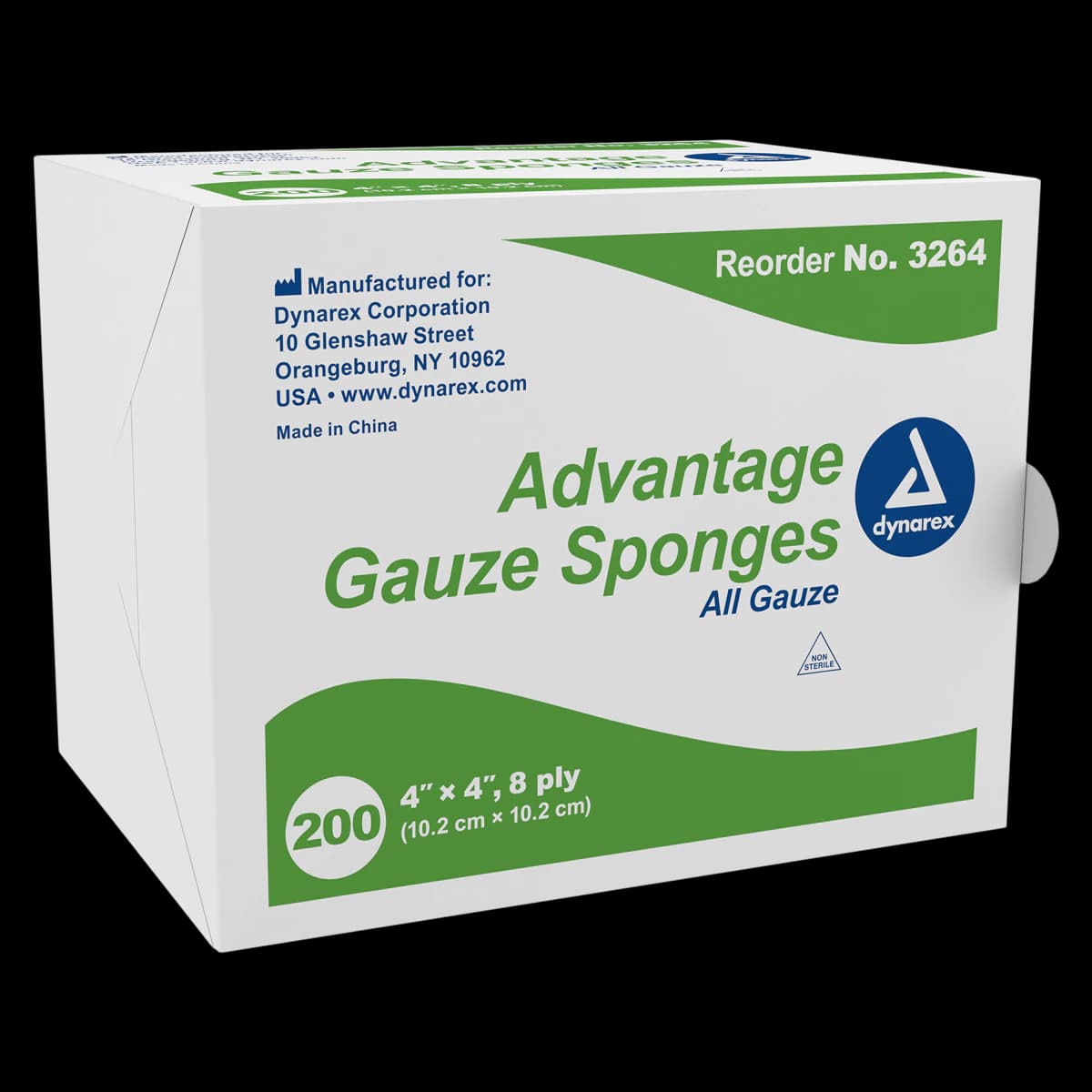 Dynarex Advantage All Gauze Sponges, 4" x 4", 8-Ply, Non-Sterile, 4000/Case, #3264 - All Gauze 4x4 8 Ply 4000/Case 3264 - Image 1