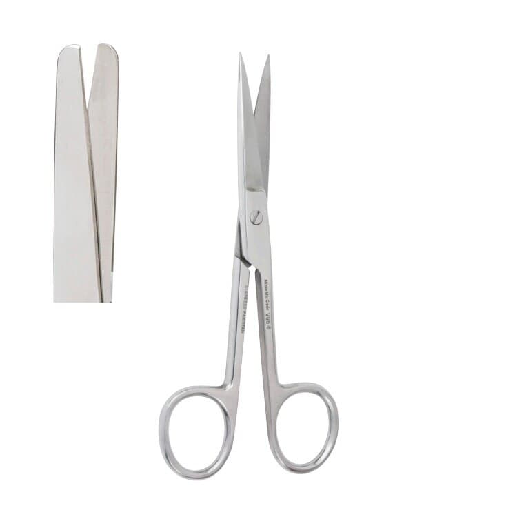 Vantage Operating Scissors, Straight, 4-1/2" (11.4 cm), Stainless Steel, Black/Black Handles - OR Scissors, 4-1/2, Str, B/B - Image 1