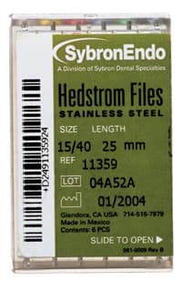 Kerr SybronEndo Hedstrom Files, Stainless Steel, 30 mm, Size #50, Yellow, 6/Pk, 12835 - Sybron Endo, Hedstrom Files, Stainless Steel, 30 mm, # 50, Yellow, 6/Pk - Image 1