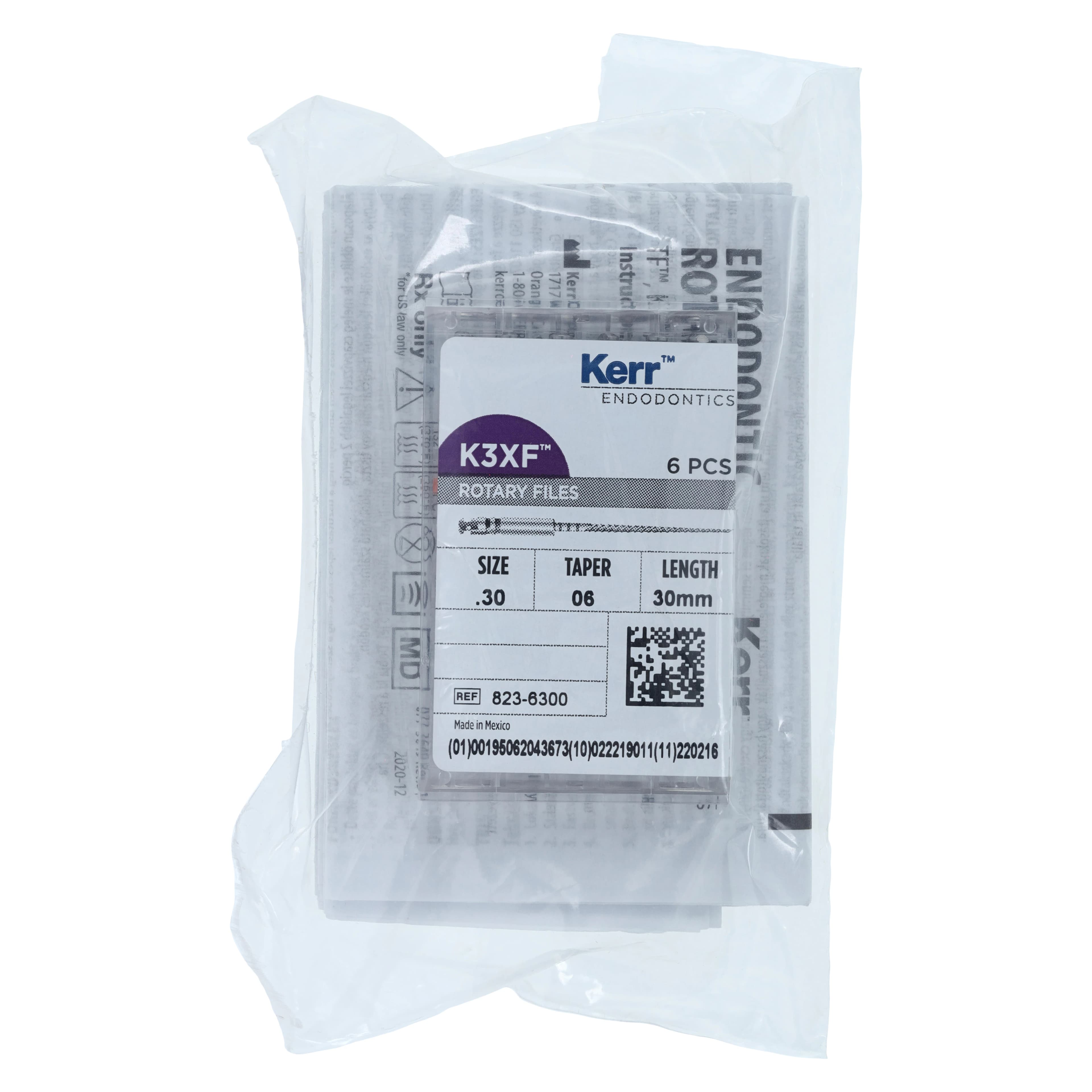K3 XF NiTi Rotary File, #30/.06 Taper, 30mm, Blue, 6/Pk, 823-6300 - K3 XF File .30/.06 30mm 6/Pk - Image 1