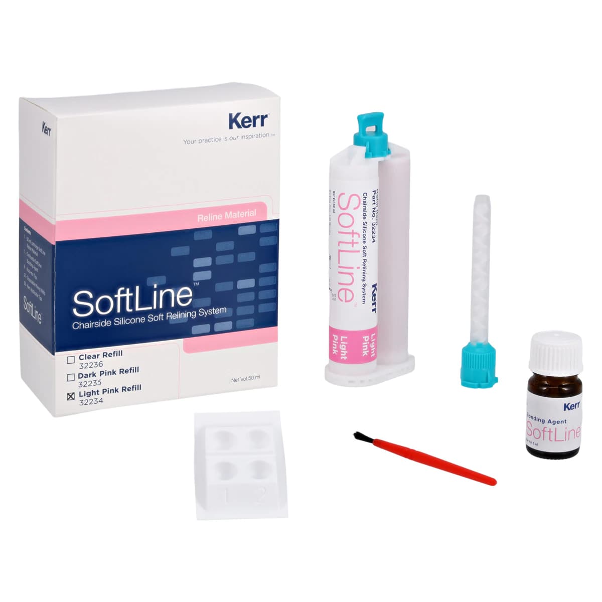 SoftLine Chairside Silicone Soft Relining Material Refill Kit, Light Pink, 50 ml Cartridge, 32234 - SOFTLINE Light Pink Refill - Image 1
