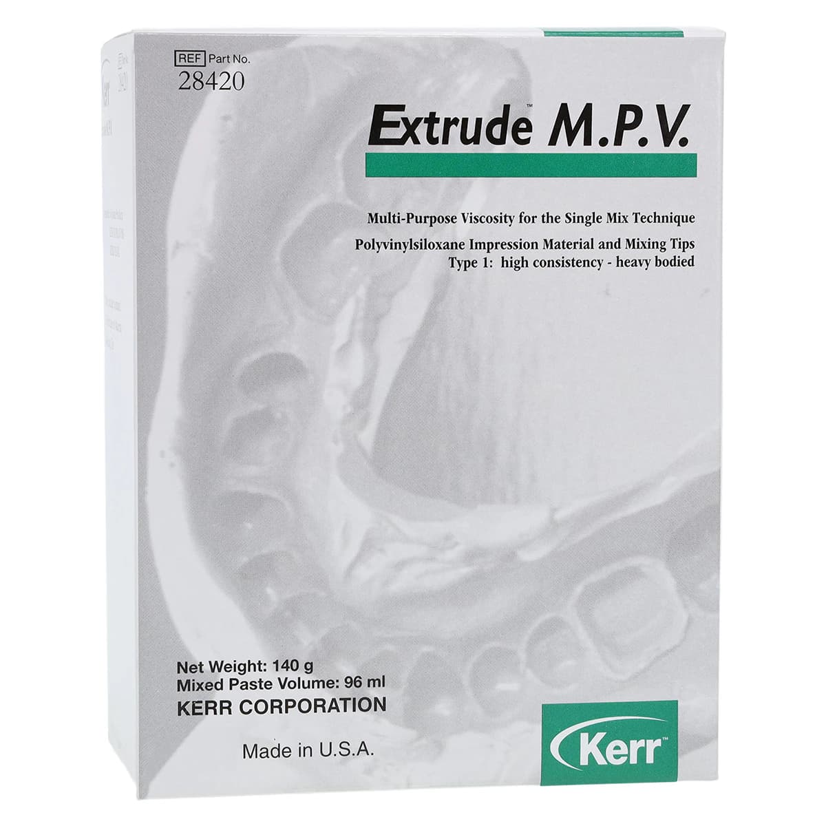Kerr Extrude VPS Impression Material, Monophase M.P.V., Dark Green, 50 mL Cartridges, 2/Pk - Extrude® VPS Impression Material - Monophase M.P.V. - Dark Green - Image 1