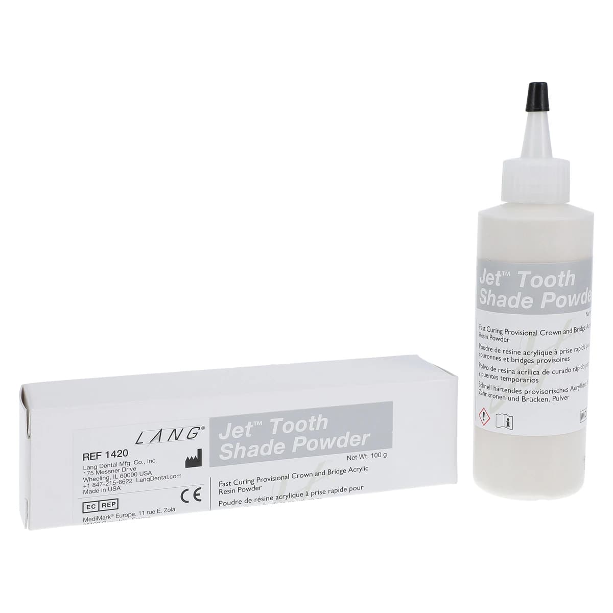 Jet Tooth Shade Temporary C&B Acrylic Resin Powder, Shade C3, 4 oz (113 g), 1/Pk, 1420-C3 - Jet Tooth Shade Temporary C&B Acrylic Resin, Powder, 4 oz, C3, 1/Pk - Image 1