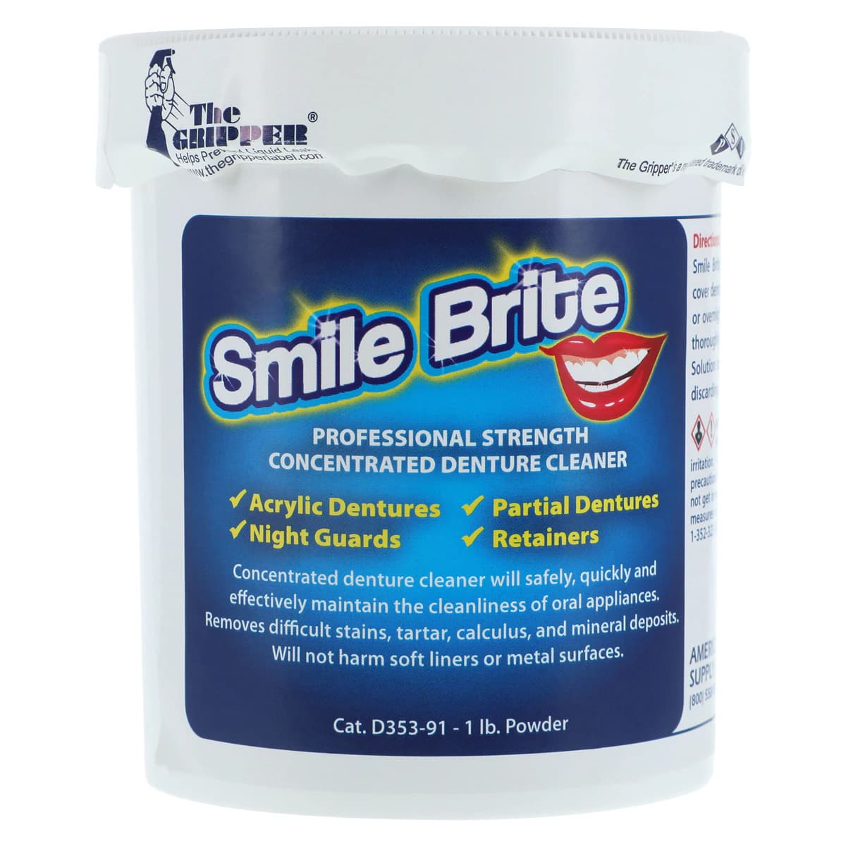 Smile Brite Denture Cleaner Powder, 1 lb Jar, D353-91 - Smile Brite Denture Cleaner, 1 lb - Image 1