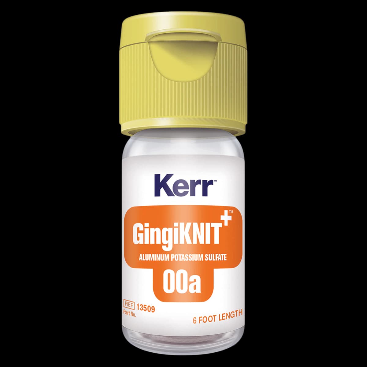 GingiKNIT+ Knitted Retraction Cord, Aluminum Potassium Sulfate 10%, Size 00A Fine, Yellow with Black Strand, 72 in. Bottle, 13509 - GingiKNIT+ Aluminum Potassium Sulfate - #00a - Fine - Image 1