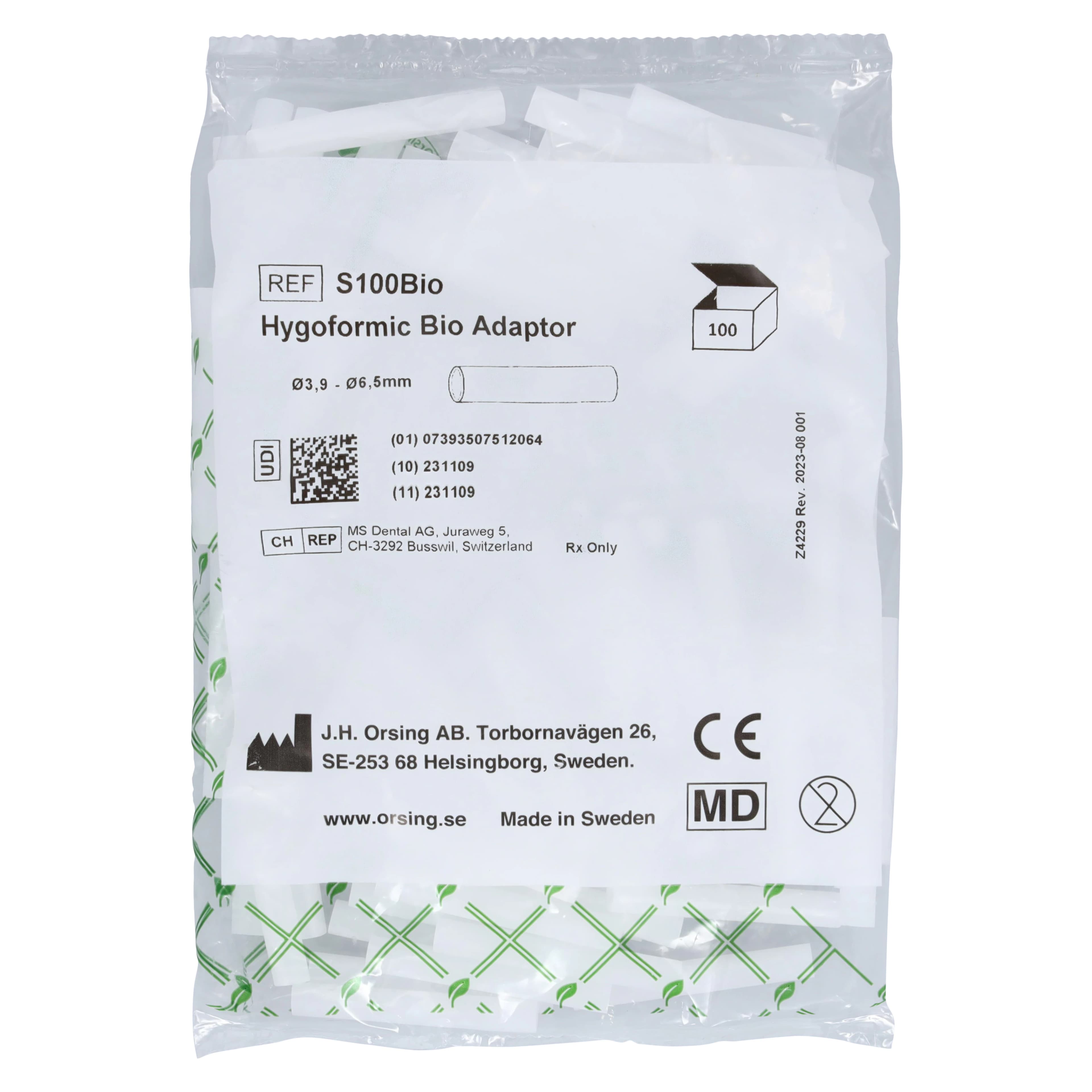 Hygoformic Bio Saliva Ejector Adaptor, Soft, 6.5 mm, Opaque White, 100/Bag, S100BIO - Hygoformic Bio Adaptor (100) - Image 1