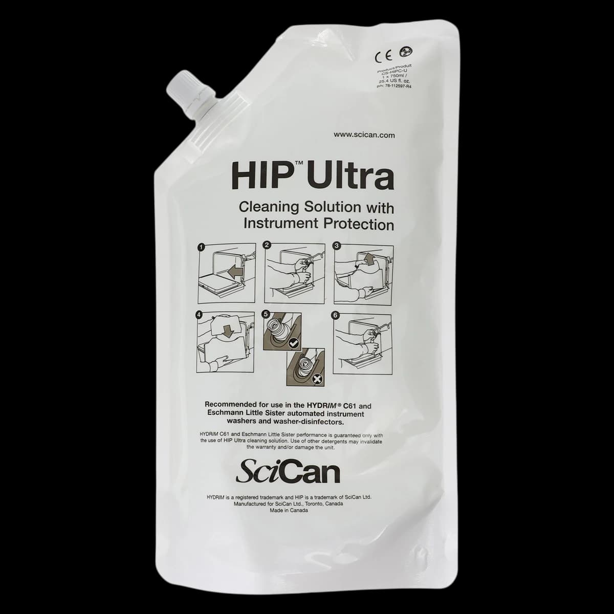 HIP Ultra HYDRIM Cleaning Solution, 750 mL Pouches, 8/Case, CS-HIPC-U - HIP Ultra HYDRIM Cleaning Solution - Image 1