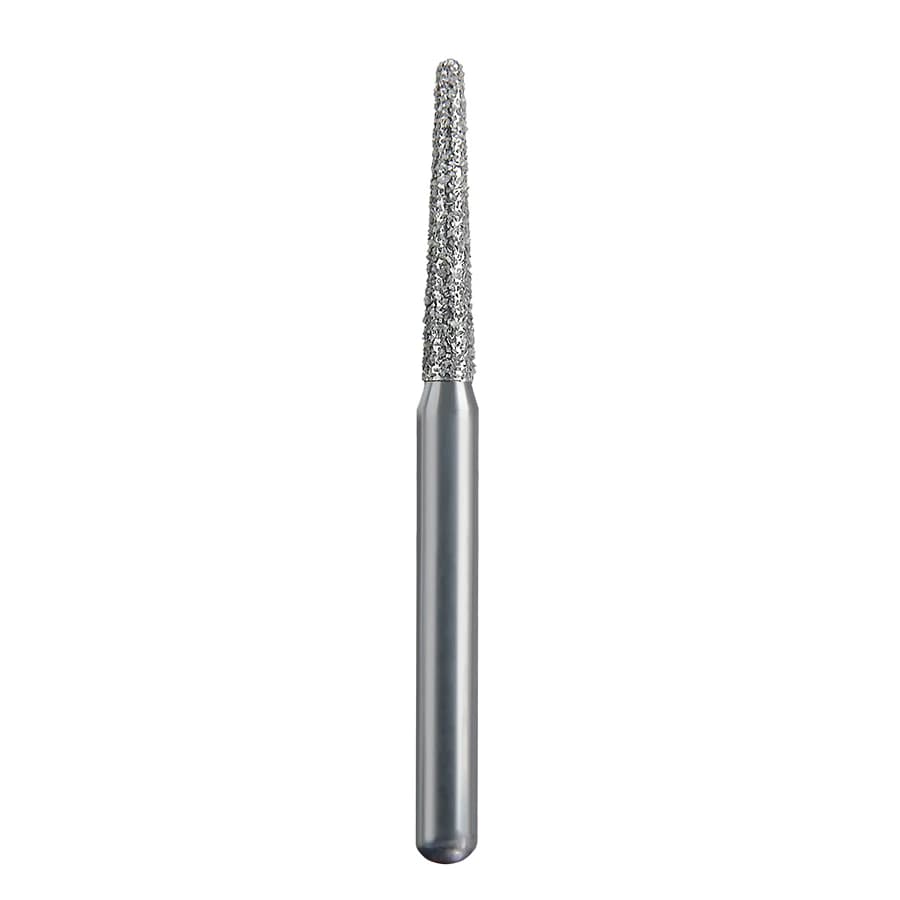 Spring Diamond FG Round End Taper Bur, Medium Grit, 856-014, Single-Use, 25/Pack, Z771.8M25 - #771.8 Medium Spring Diamond FG 856-014 Round End Taper Single-Use Pack of 25 - Image 1