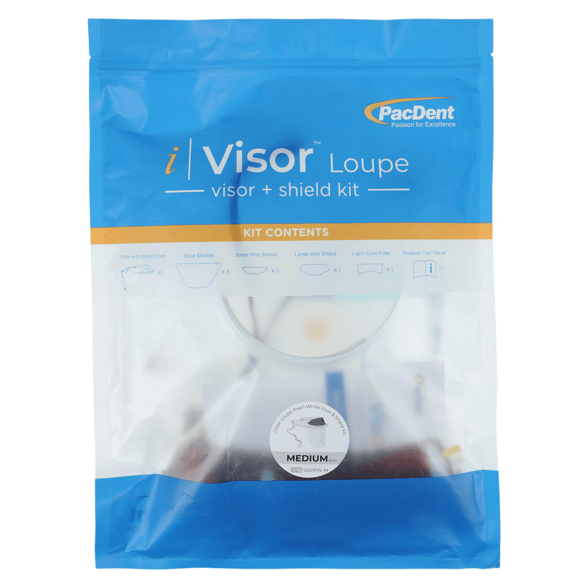 iVisor™ Pearl White Loupe Visor and Shield Kit, 9cm, Reusable, 01KEZKNN67TAPKTNHA5NN3TPNP - iVisor™ Pearl White Loupe Visor and Shield 9cm Pack - Image 1