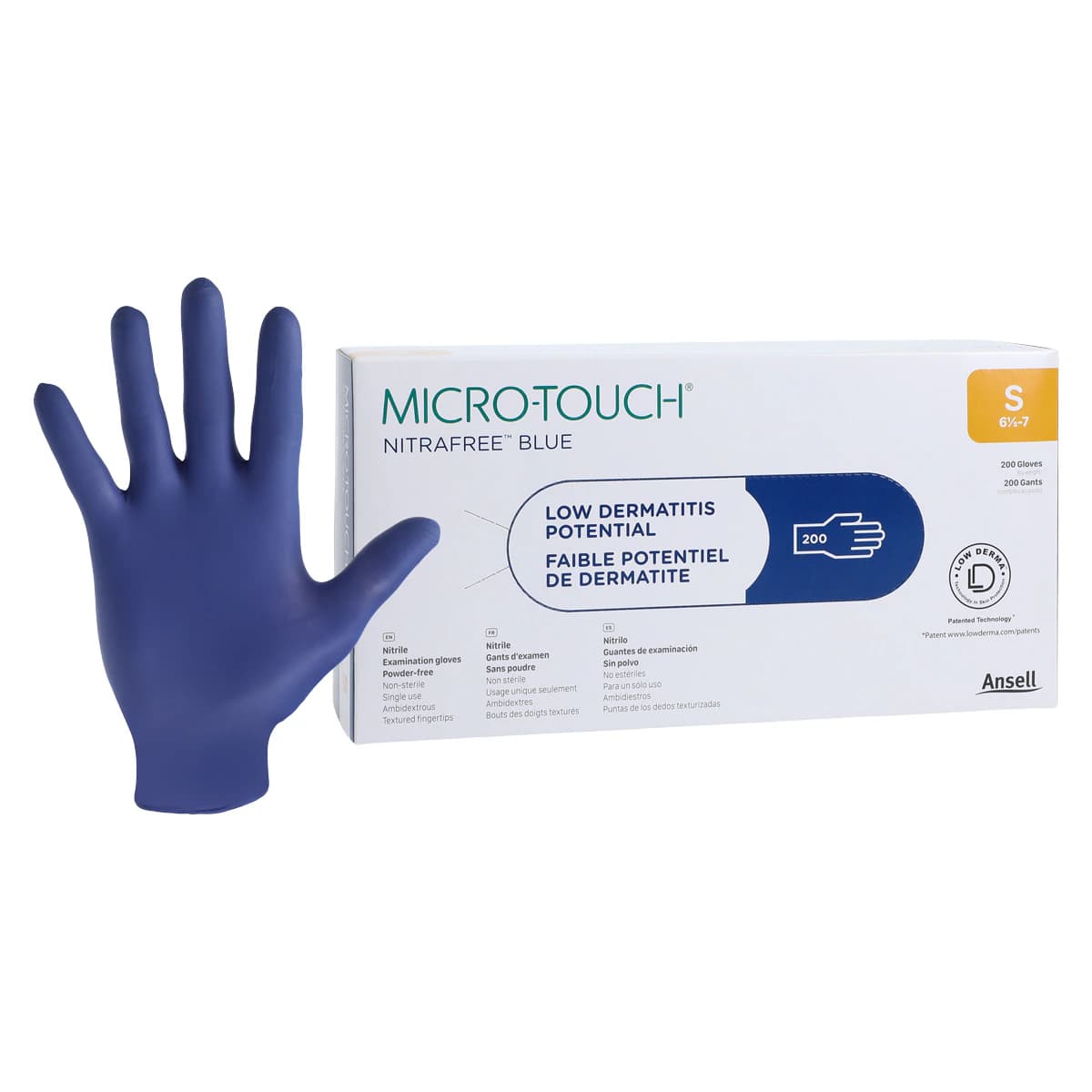 Micro-Touch® NitraFree™ Nitrile Exam Gloves, Powder-Free, Non-Sterile, Small (6.5-7), Berry Blue, 200/Box, 313028070 - Micro-Touch® Nitrafree™ Nitrile Exam Gloves Small Berry Blue Box of 200 - Image 1