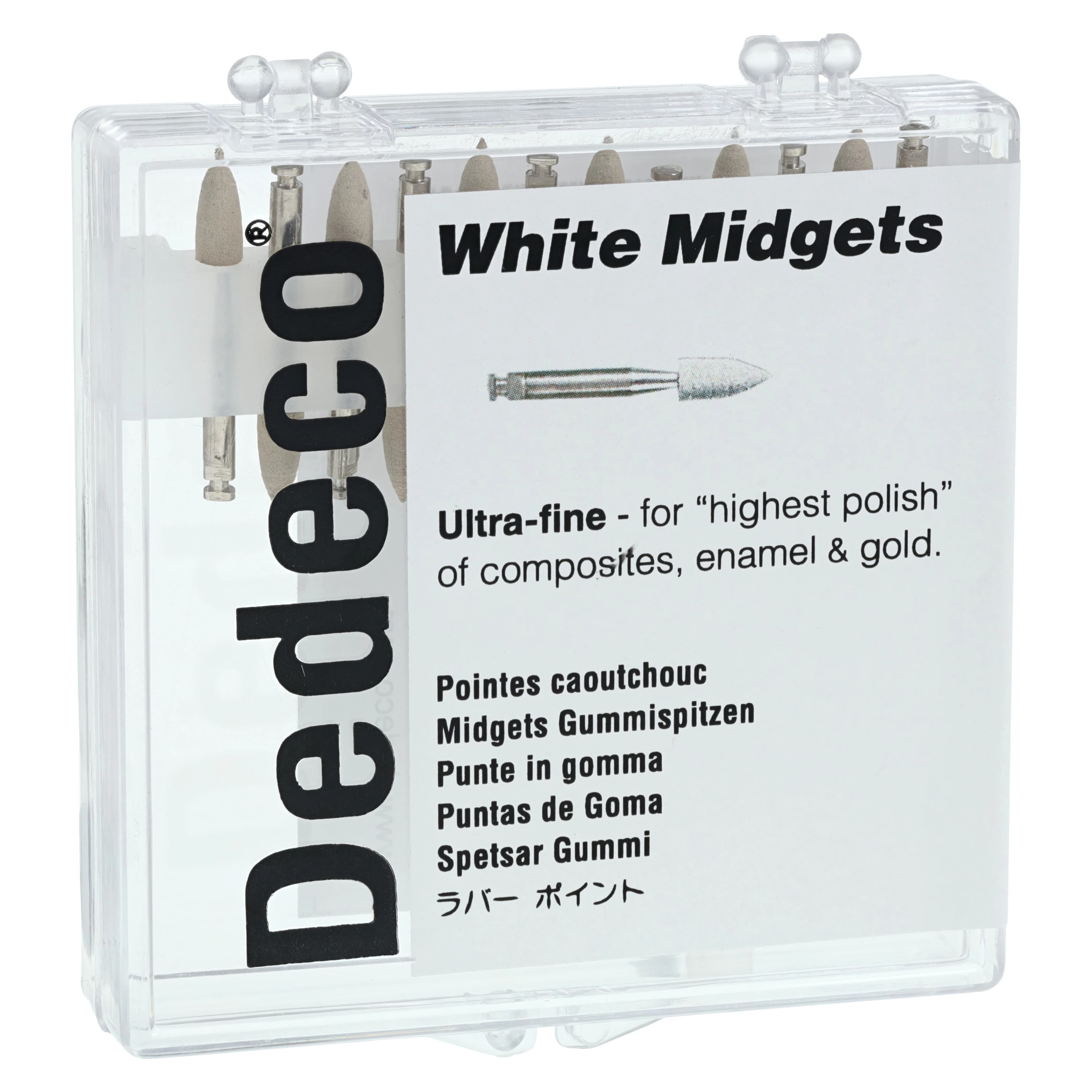 Dedeco Classic Midget Polishers, White Mini RA, Ultra-Fine, 12/Box, 4770 - White Midgets RA Mini 12/Bx - Image 1