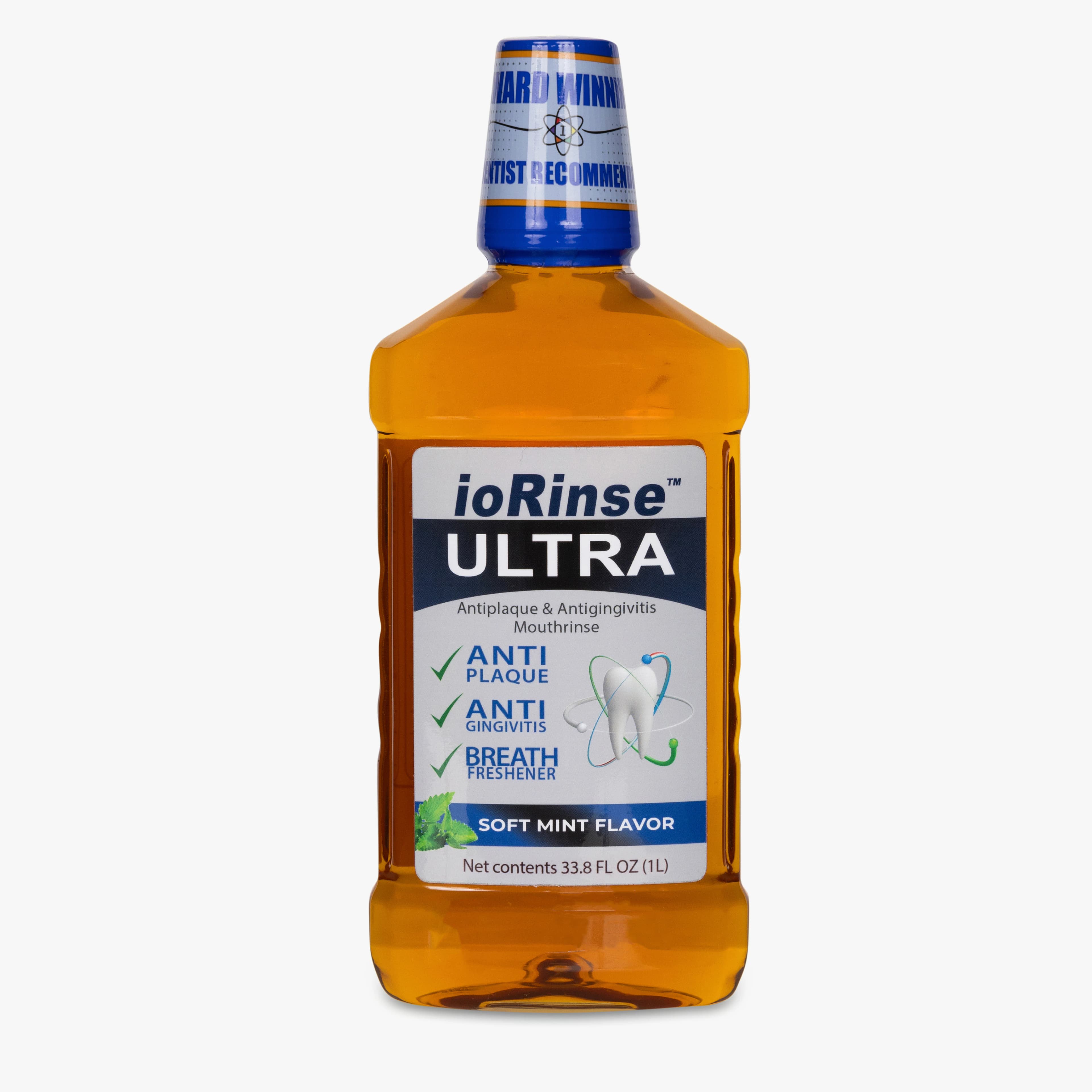 ioRinse Ultra Oral Rinse, Soft Mint, 1 Liter Bottle, Case of 12 - ioRinse Ultra Oral Rinse Soft Mint 1-liter - Image 1