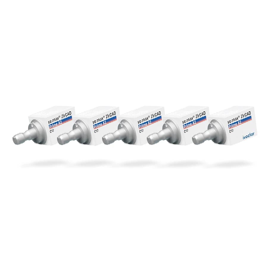 IPS e.max ZirCAD Prime CAD/CAM Milling Block, Size C17, Shade A2, 5/Box - IPS e.max® ZirCAD CEREC/inLab Prime A2 C17 Box of 5 - Image 1