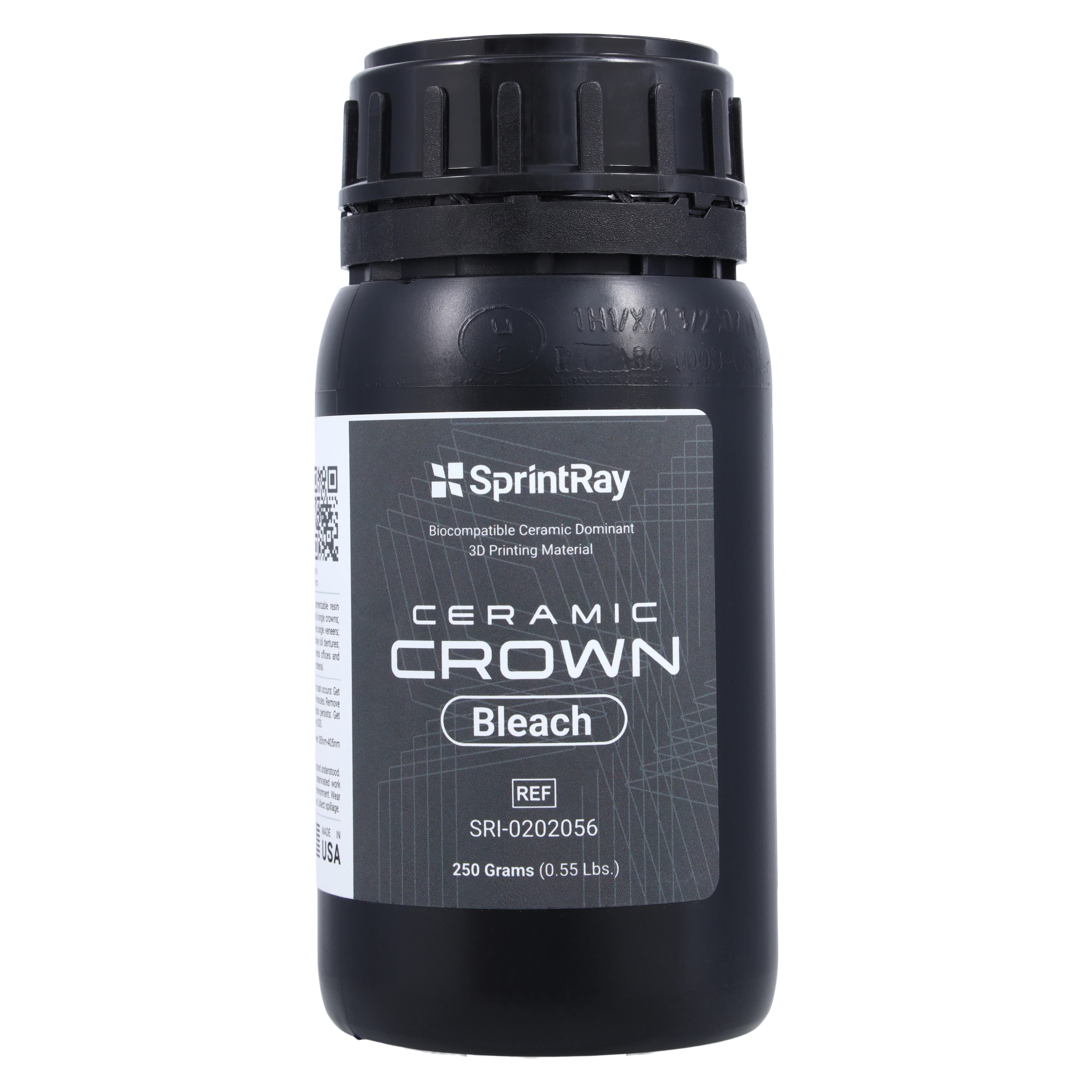 SprintRay Ceramic Crown Biocompatible 3D Printing Resin, Bleach Shade, 250g Bottle - SprintRay Ceramic Crown - Image 1