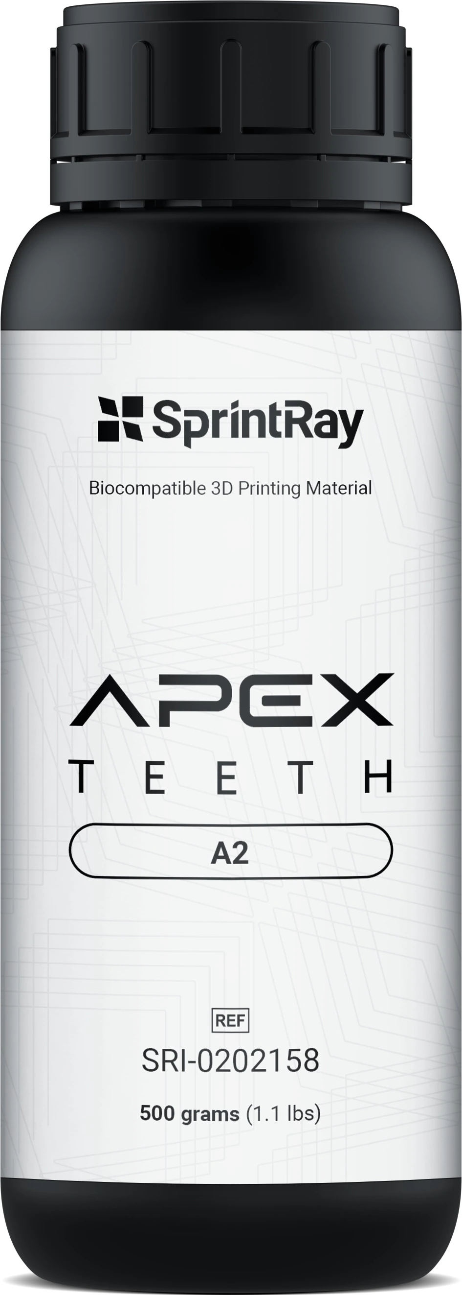 SprintRay APEX Teeth Nanoceramic Denture Teeth Resin, Shade A2, 500 g Bottle - APEX Teeth - A2 - 500g - Image 1