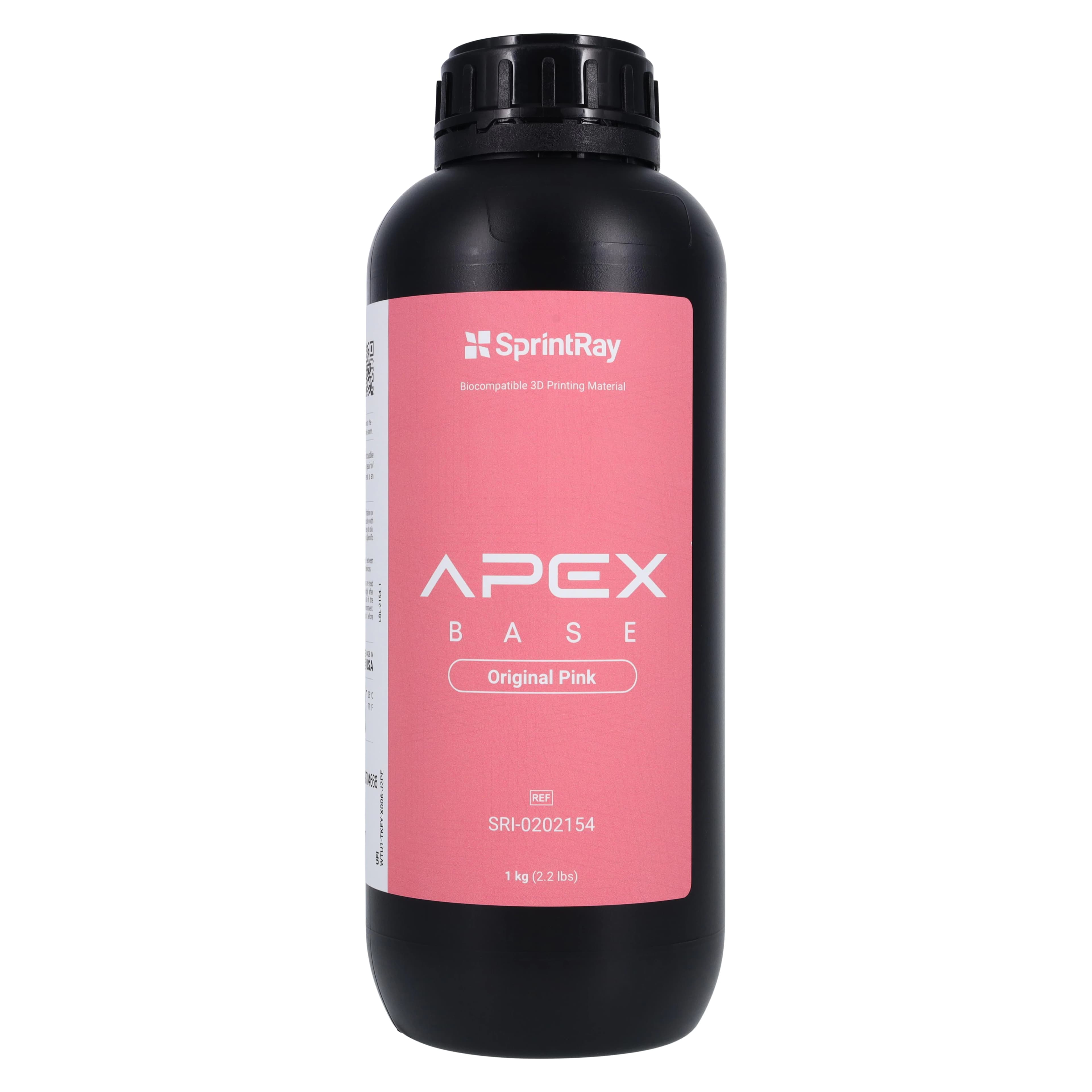 SprintRay APEX Base 3D Printing Denture Base Resin, Original Pink, 1 kg Bottle - APEX Base - Original Pink - 1 Kg - Image 1