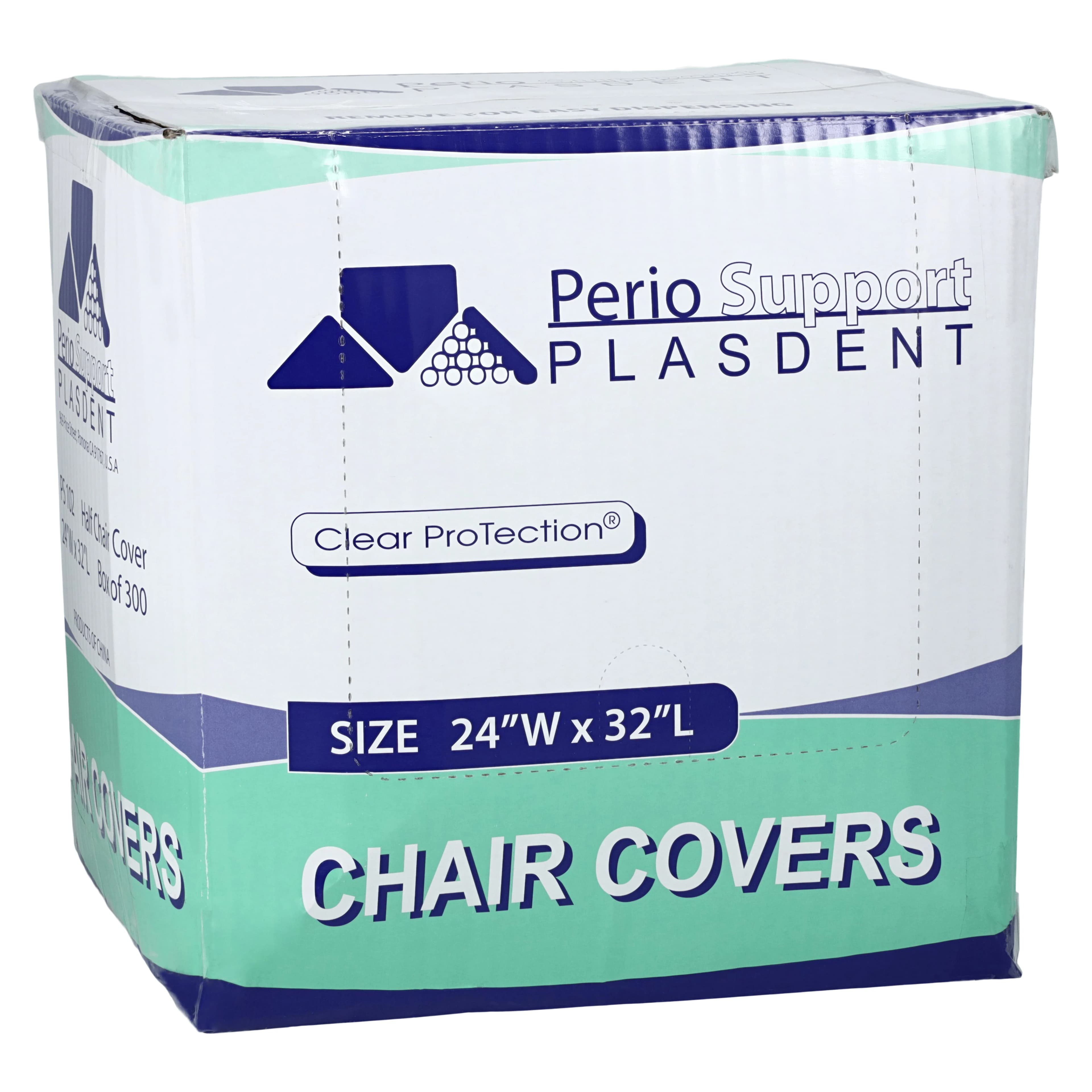 Plasdent Perio Support Half Chair Covers, Plastic, Clear, 24.5" x 32", 300/Box, PS102 - Half Chair Cover 24" x 32" 300/Box - Image 1