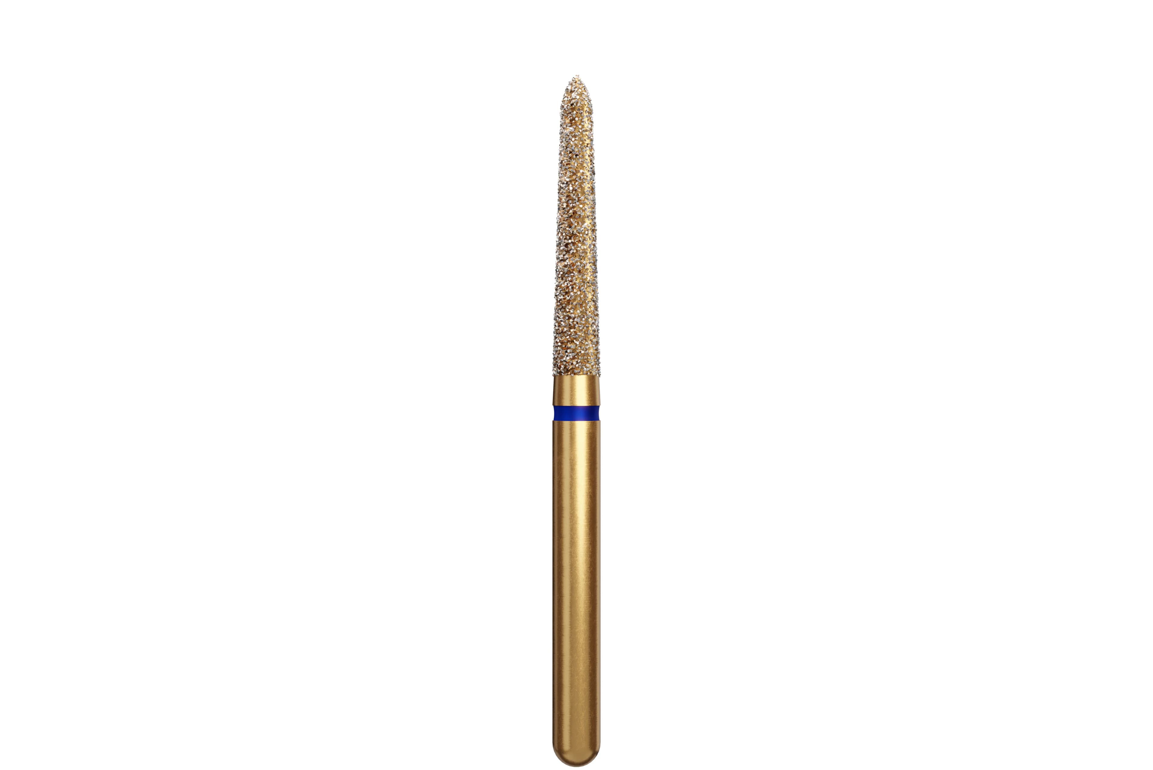 Coltene Alpen Multi-Use Multilayer Diamond Bur, FG, Medium Grit, Tapered Torpedo/Curettage, #879K-018, 1.8 mm Head Diameter, 10 mm Head Length, 5/Pkg - Alpen® Diamonds - Medium - #879K-018 (10.0) - Image 1