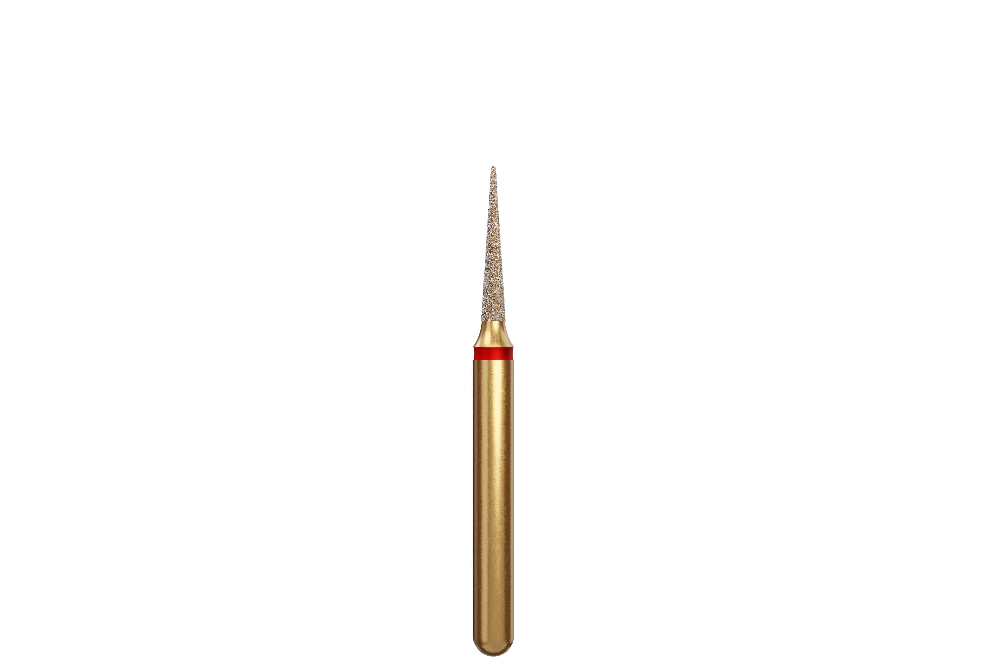 Coltene Alpen Multi-Use Multilayer Diamond Bur, FG, Fine, Red Ring, Flame/Needle Shape, #852-012, 1.2 mm Head Diameter, 6 mm Head Length, 5/Pkg - Alpen® Diamonds - Fine - #852-012 (6.0) - Image 1