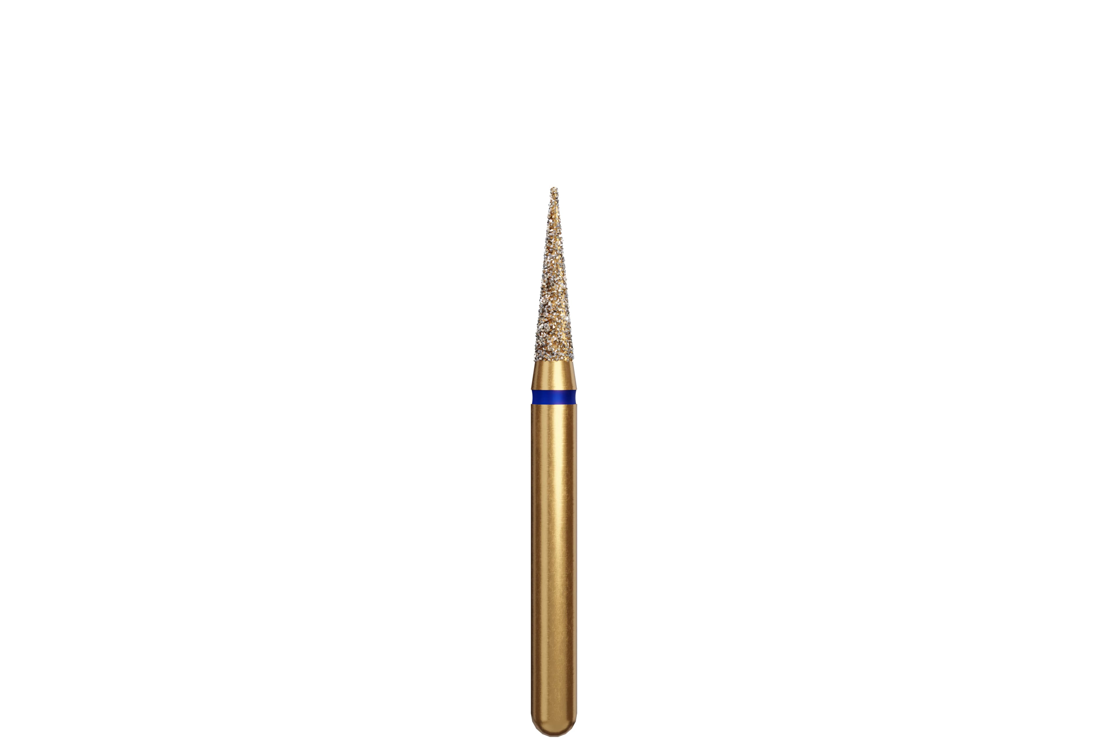 Coltene Alpen Multi-Use Multilayer Diamond Bur, FG, Medium Grit, Flame/Needle Shape, #852-016, 1.6 mm Head Diameter, 6 mm Head Length, Blue Ring, 5/Pkg - Alpen® Diamonds - Medium - #852-016 (6.0) - Image 1