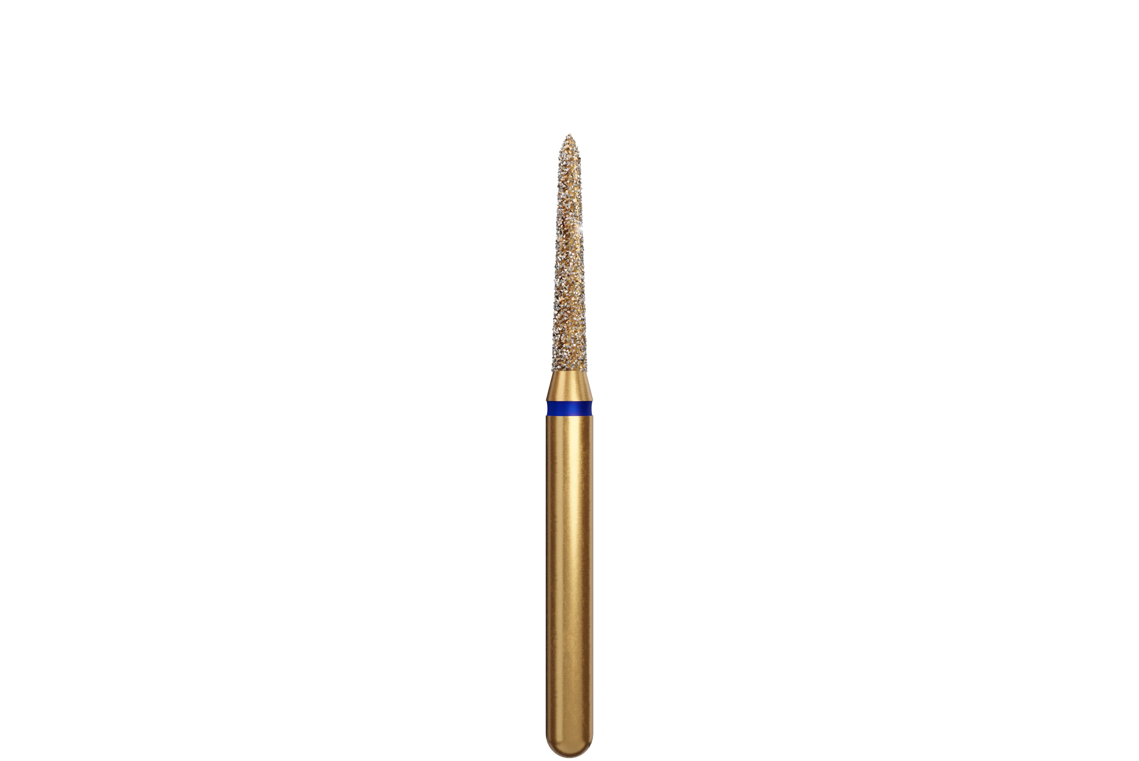 Coltene Alpen Multi-Use Multilayer Diamond Bur, FG, Medium Grit, Tapered Torpedo/Curettage, #878K-014, 1.4 mm Head Diameter, 8 mm Head Length, Blue Ring, 5/Pkg - Alpen® Diamonds - Medium - #878K-014 (8.0) - Image 1
