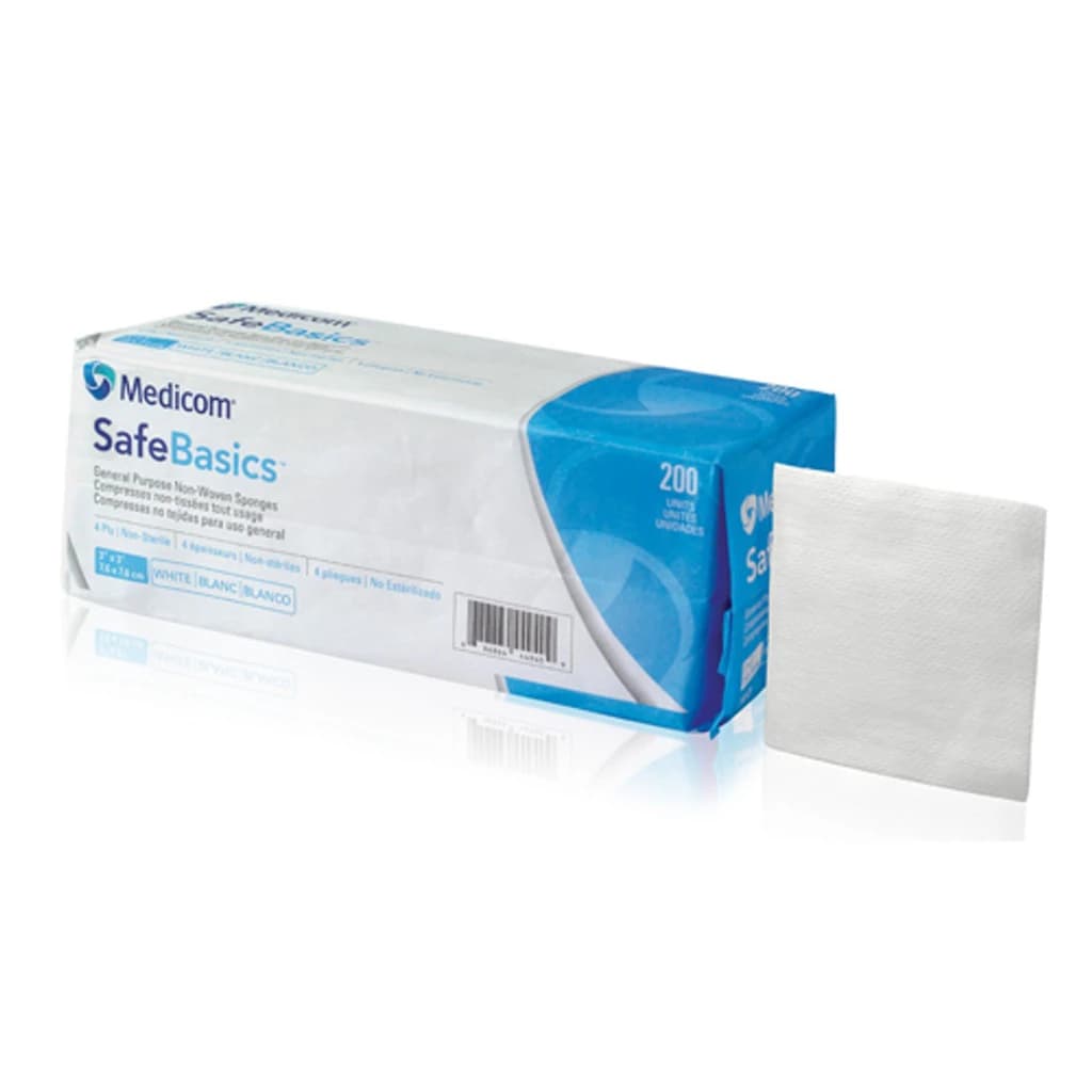 SafeBasics General Purpose Non-Woven Sponges, 3" x 3", 4-Ply, Non-Sterile, 4000/Case, 2103-CH - SafeBasics General Purpose Non-Woven Non-Sterile Sponges 3"x3" 4-Ply Case of 4000 - Image 1