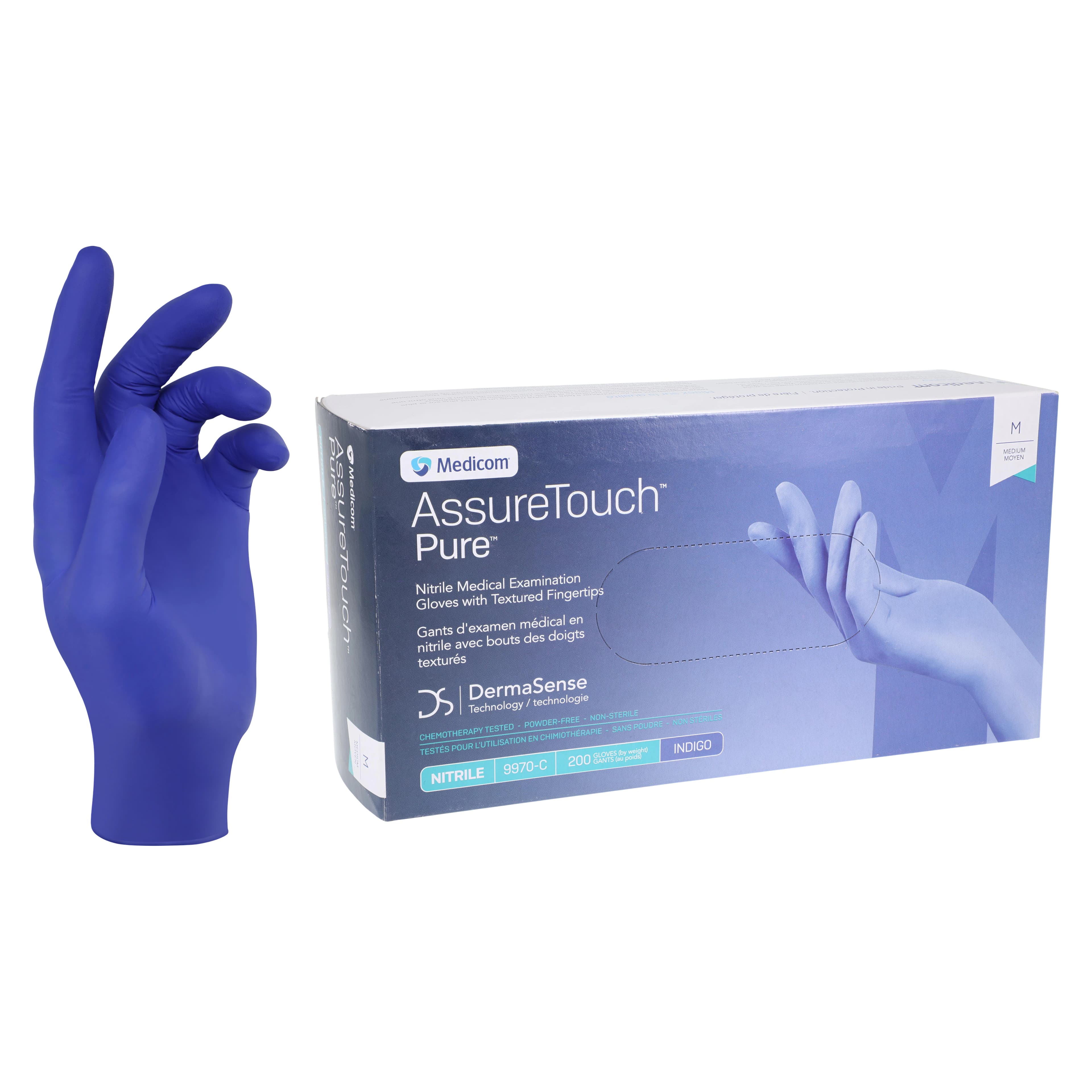 AssureTouch™ Pure Nitrile Exam Gloves, Powder Free, Non-Sterile, Medium, Blue, 200/Box, 9970C - AssureTouch™ Pure Nitrile Exam Gloves Medium Blue Box of 200 - Image 1