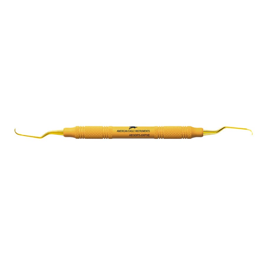 XP® SQUARED Technology Gracey +3 Deep Pocket 5-6 Curette, Yellow, 3/8 Plastic Handle, Double End, AEGDP5-6XPXE - XP® SQUARED Technology Gracey +3 Deep Pocket 5-6 with plastic handle - Image 1