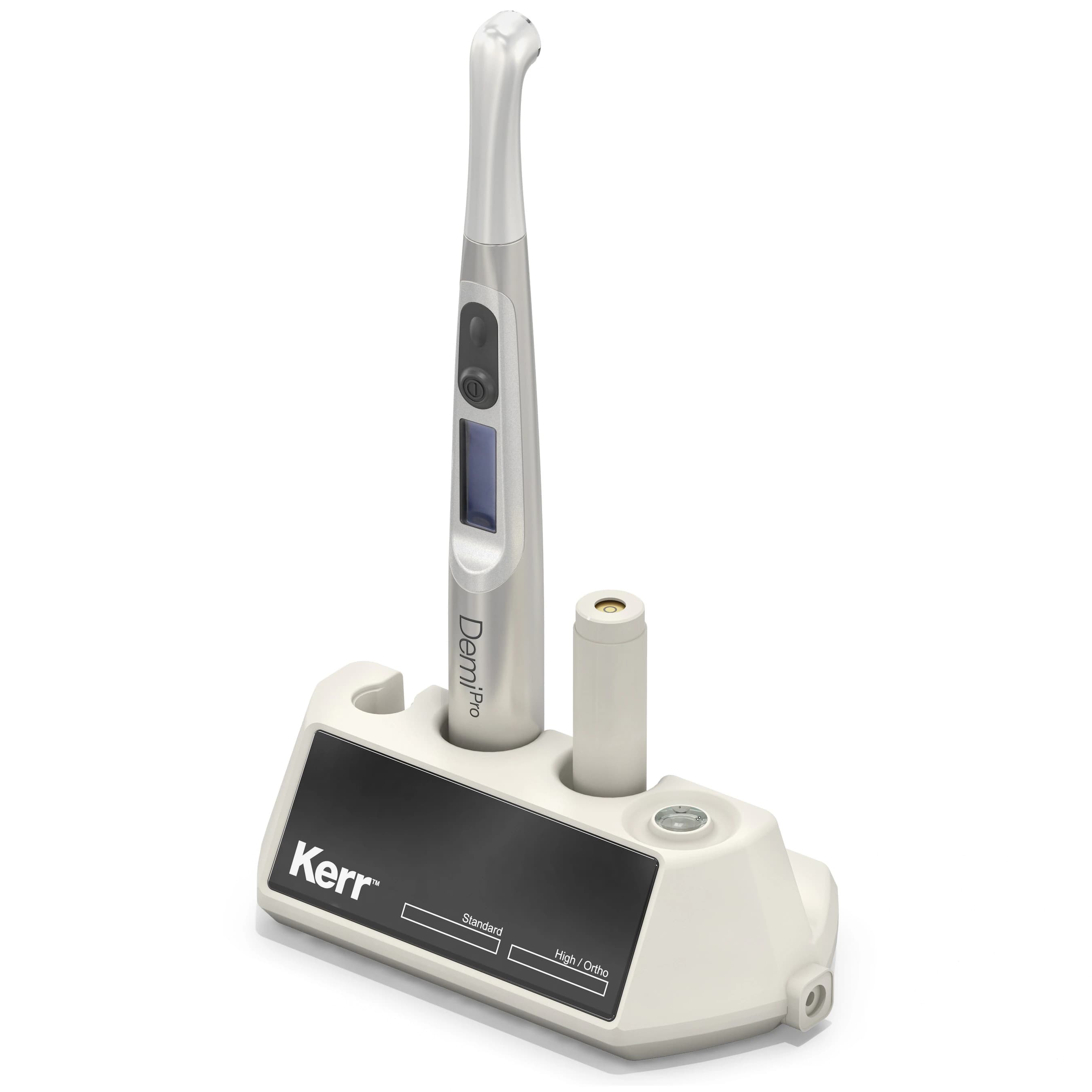 Kerr Demi Pro LED Dental Curing Light, Complete Kit, 1 Handpiece, 1 Curing Tip, 1 Charging Base, 2 Batteries, 3 Light Shields, 1 Tack Cure Lens, 1 AC Adapter, 37370 - Demi™ Pro Complete Kit - Image 1