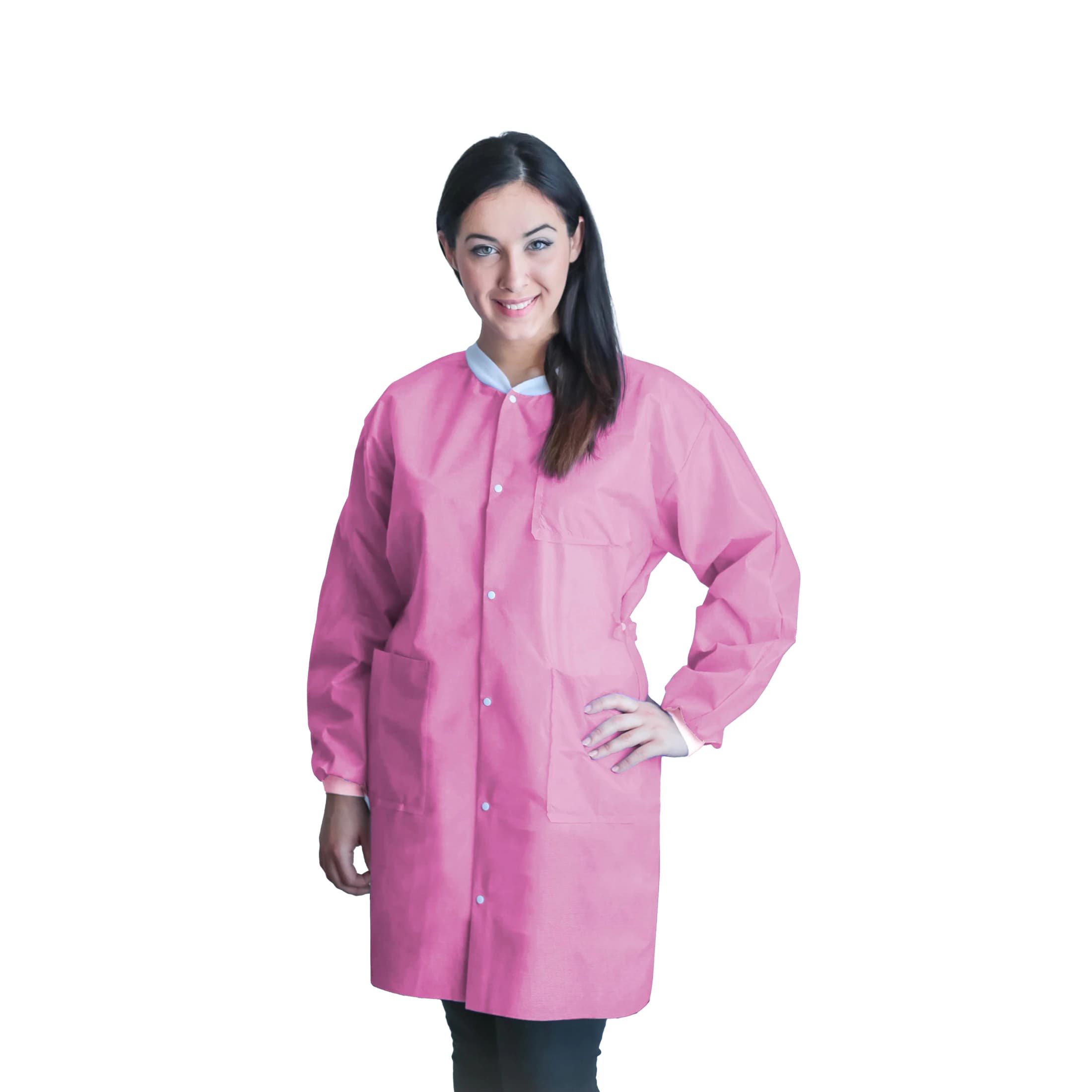 FiTMe Disposable Lab Coat, X-Large, Bubblegum Pink, 10/Pack - FiTMe lab coats x-large bubblegum pink 10/pkg - Image 1