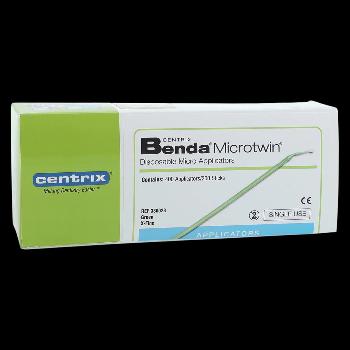 Benda Microtwin X-Fine Double-Ended Micro Applicator Brushes, Green, 400/Box (200 x 2), Refill, 380028 - Benda® Microtwin® X-Fine Double-End Applicators Green Box of 400 - Image 1