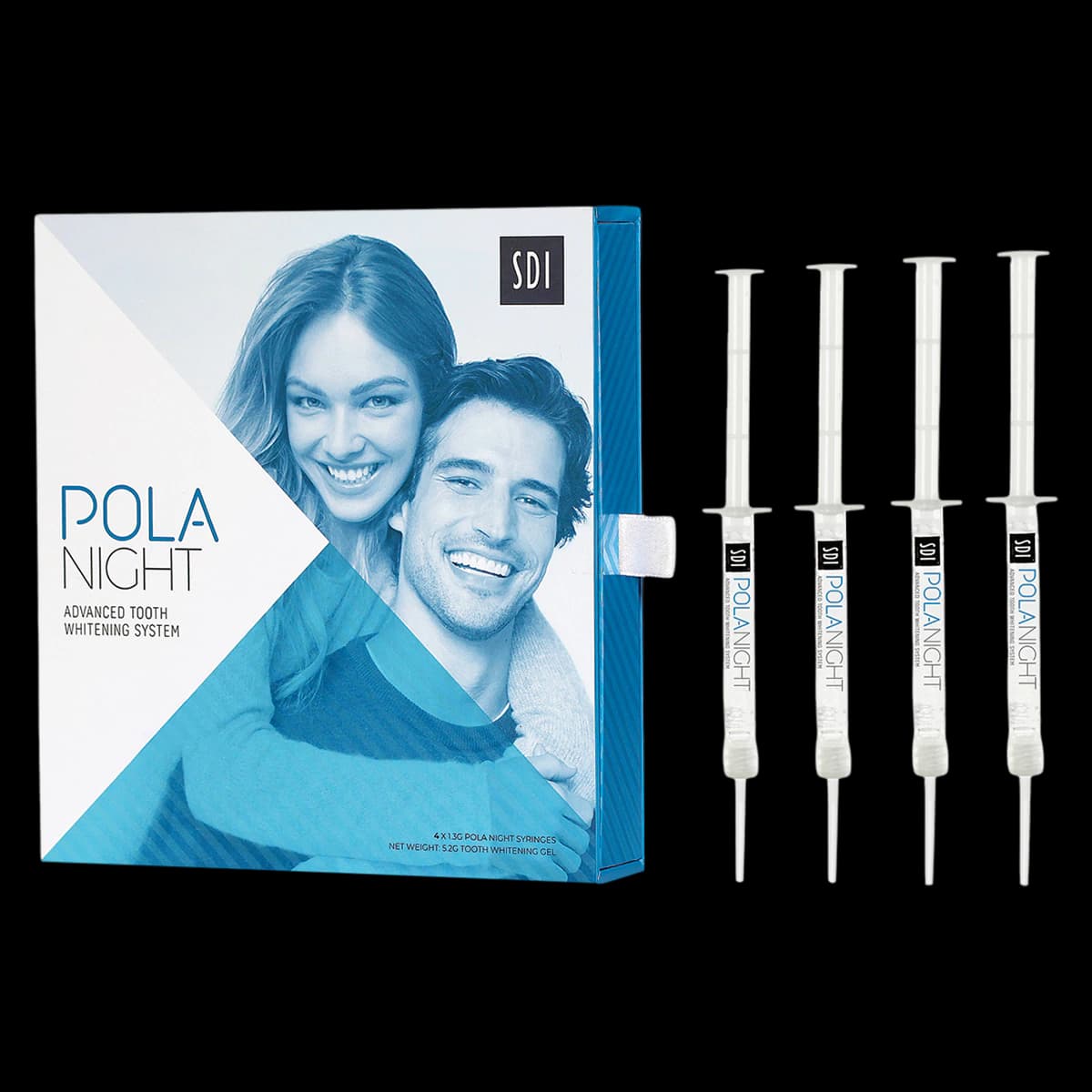 Pola Night Tooth Whitening System, 22% Carbamide Peroxide, Mini Kit, 1.3 g Syringes, Spearmint, 4/Pk, 7700110 - Pola Night Tooth Whitening System, 22% Carbamide Peroxide, Mini Kit, 1.3 g, 4/Pk, 7700110 - Image 1