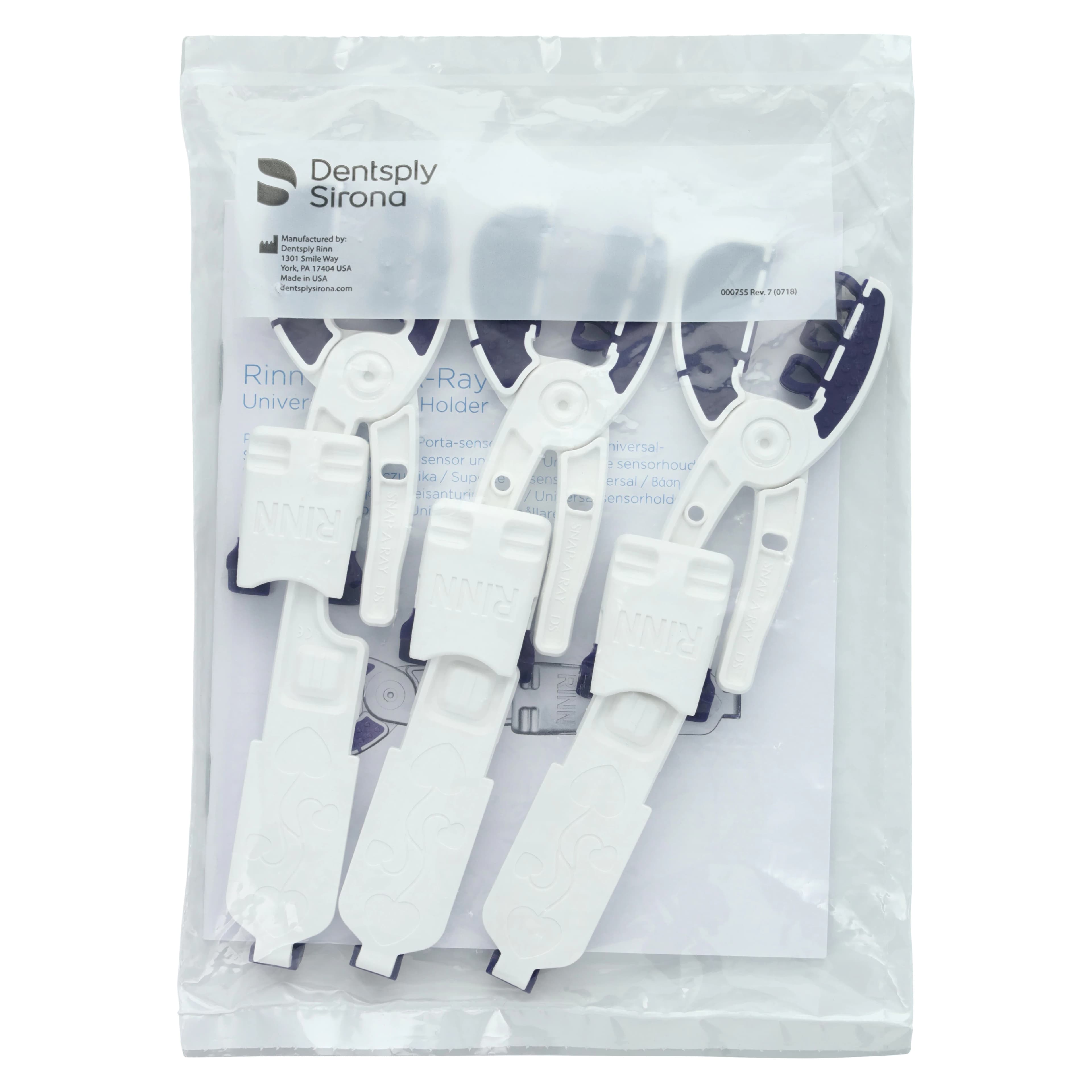 Snap-A-Ray DS Universal Digital Sensor Holder, Autoclavable, Fits Size 1 & 2 Sensors, White/Blue, 3/Pack, 550323 - Snap-A-Ray DS Sensor Holder for Rinn Large Digital Sensor Covers White/Blue Pack of 3 - Image 1