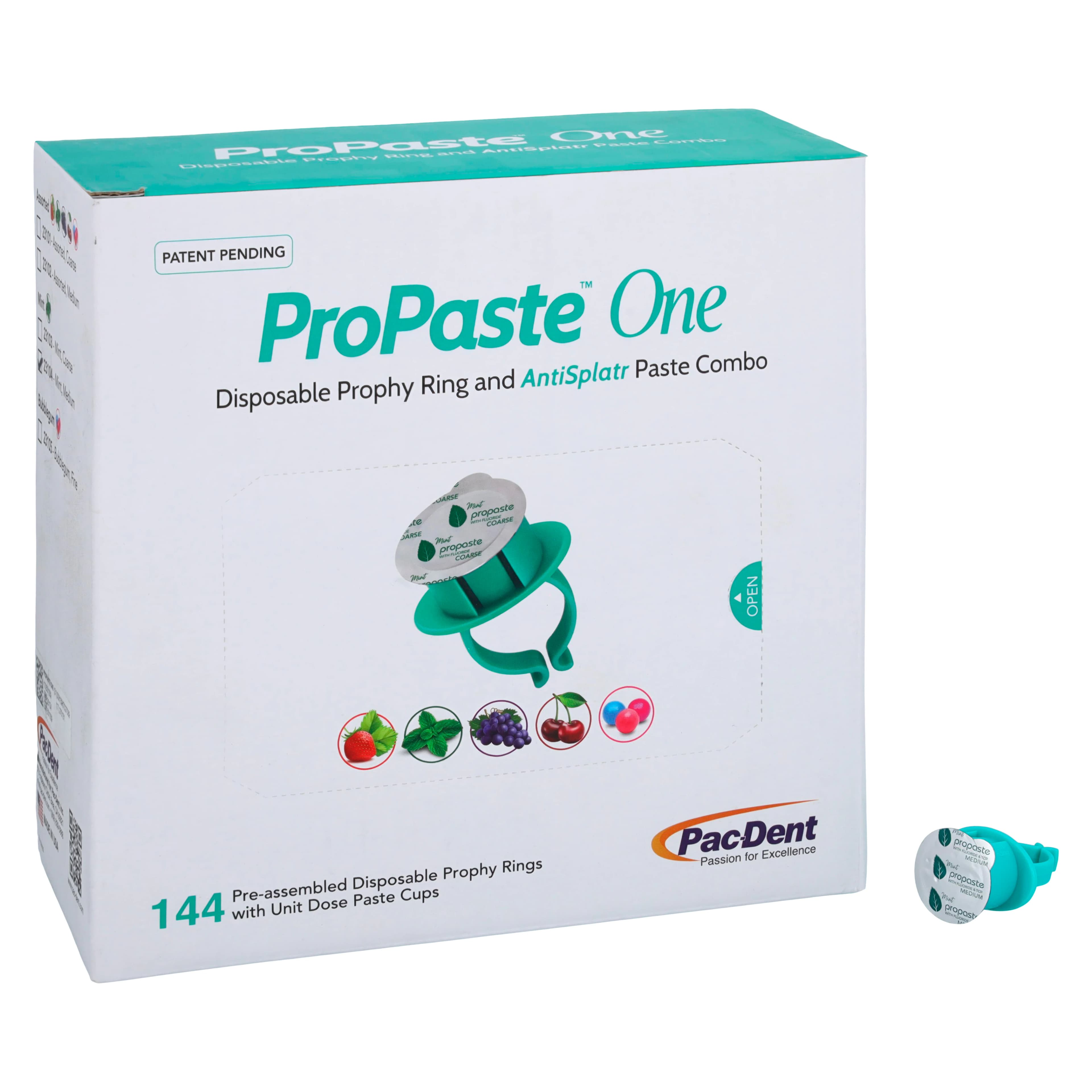 ProPaste One Pre-Assembled Disposable Prophy Paste Ring Combo, Mint, Medium Grit, 144/Box, 23104 - ProPaste One Disposable Prophy Ring And AntiSplatr Paste Combo - Image 1