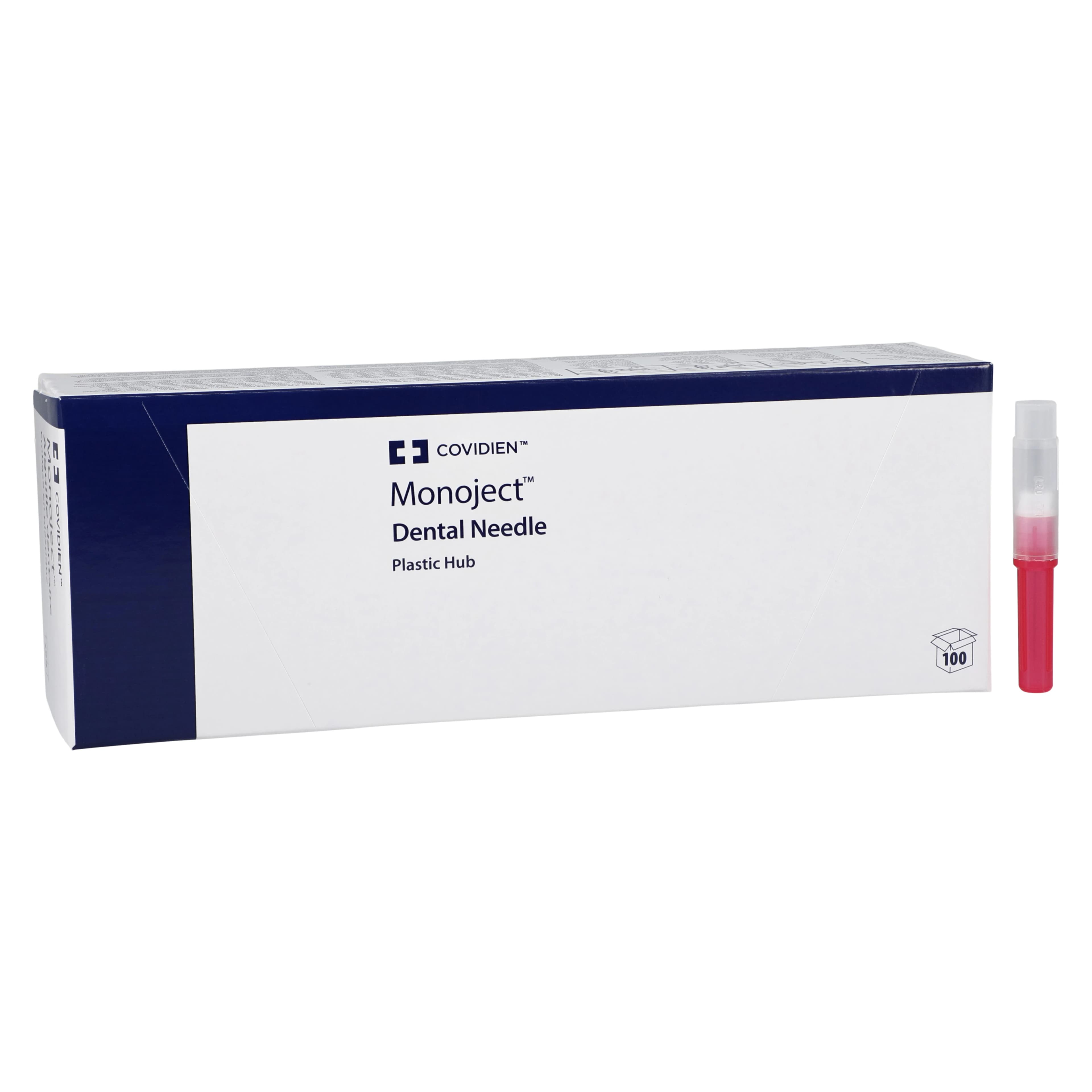 Monoject 400 Plastic Hub Dental Needle, 25 Gauge Short, 21 mm, Red, 100/Box, 8881400041 - Monoject Needle 25ga Short (21mm) Plastic Hub Red 400041 8881400041 - Image 1
