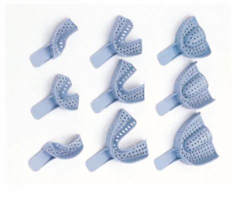 Excellent II Disposable Impression Trays, #6 Small Lower Arch, Perforated Baby Blue Plastic, 12/Pk, IT2-SL - Excellent II Disposable Impression Trays, # 6, Small, Lower Arch, 12/Pk, IT2-SL - Image 1