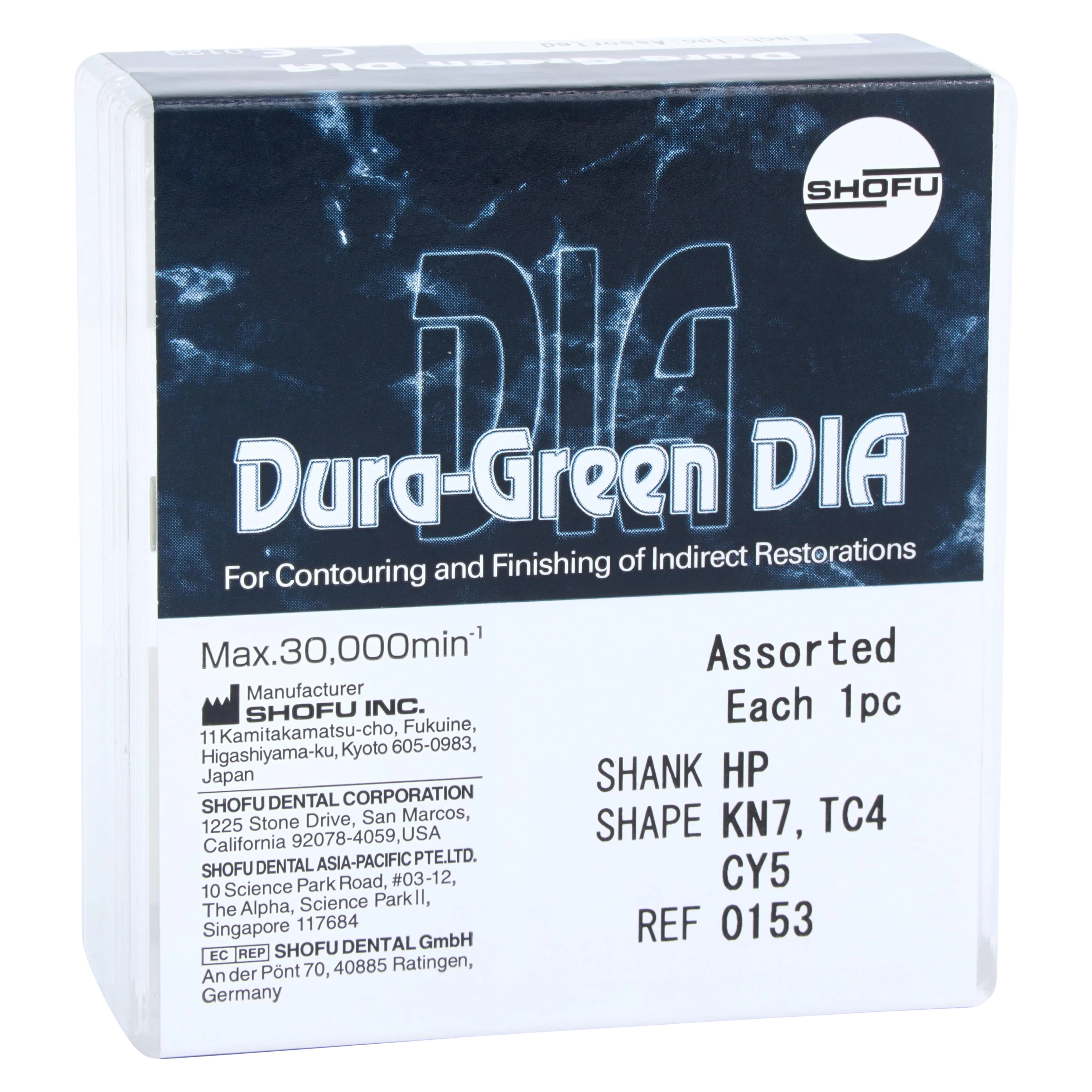 Shofu Dura-Green DIA HP Assorted Diamond Stones, CY5/KN7/TC4, 3/Pk, 0153 - Dura-Green DIA Stones HP Assorted 3/Pk, 0153 - Image 1