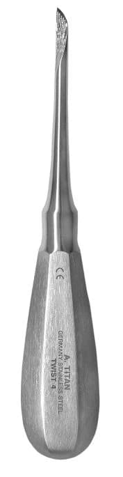 A. Titan Root Tip Removal Elevator, Right, Twist 4, Single End, Stainless Steel, ATI-TWIST 4 - Root Tip Removal Elevator Right - Image 1