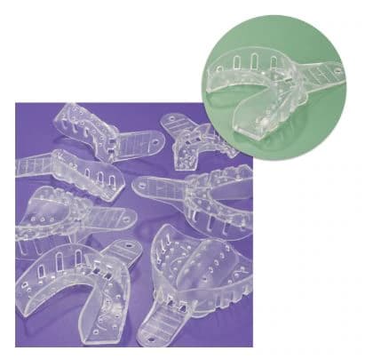 Plasdent Excellent Crystal Impression Trays, #4 Medium Lower, Clear, Perforated, 12/Pk, ITC-ML - Plasdent - #4 Medium-Lower, Crystal Clear, 12Pk - Image 1