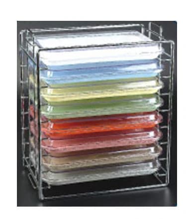 Plasdent Chrome Tray and Lid Rack, Size B, Long Side Loading, Holds 8 Covered Trays, 14-1/2"W x 9-3/4"D x 17-1/2"H, 300TRB-H - Chrome Tray and Lid Rack, # B, 1/Pk, 300TRB-H - Image 1