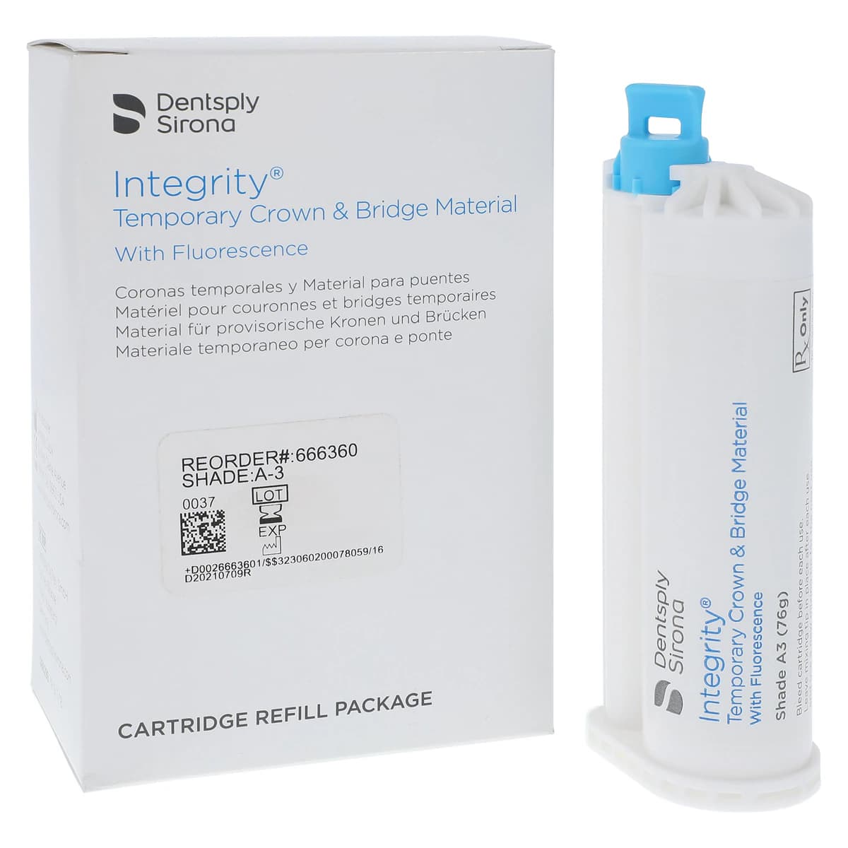 Integrity® Temporary Crown and Bridge Material, Cartridge Refill, Shade A3, 76 g, 20 Mixing Tips, 666360 - Integrity® Temporary Crown and Bridge Material A3 76g Cartridge Refill - Image 1