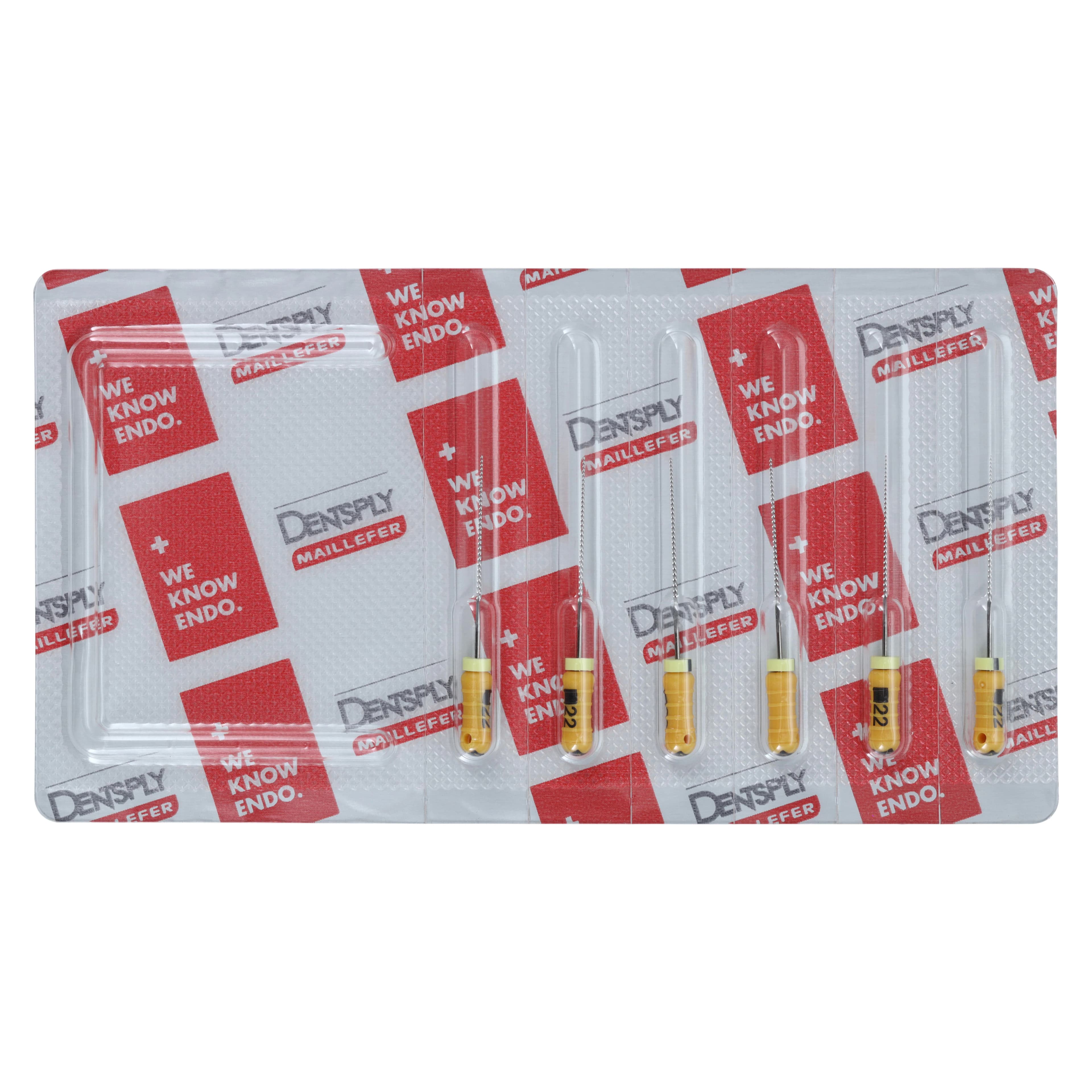 Dentsply Maillefer READYSTEEL FlexoFile #22 (Yellow), 25 mm, Sterile Stainless Steel Hand File, 6/Pk, 6832225 - #22 Yellow/Orange READYSTEEL FlexoFile 25mm Pack of 6 - Image 1