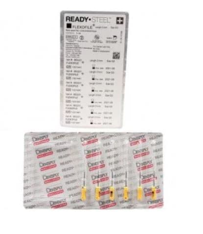 Dentsply Maillefer READYSTEEL FlexoFile #22 (Yellow/Orange), 31mm, Sterile, 6/Pack, 6832231 - #22 Yellow/Orange READYSTEEL FlexoFile 31mm Pack of 6 - Image 1